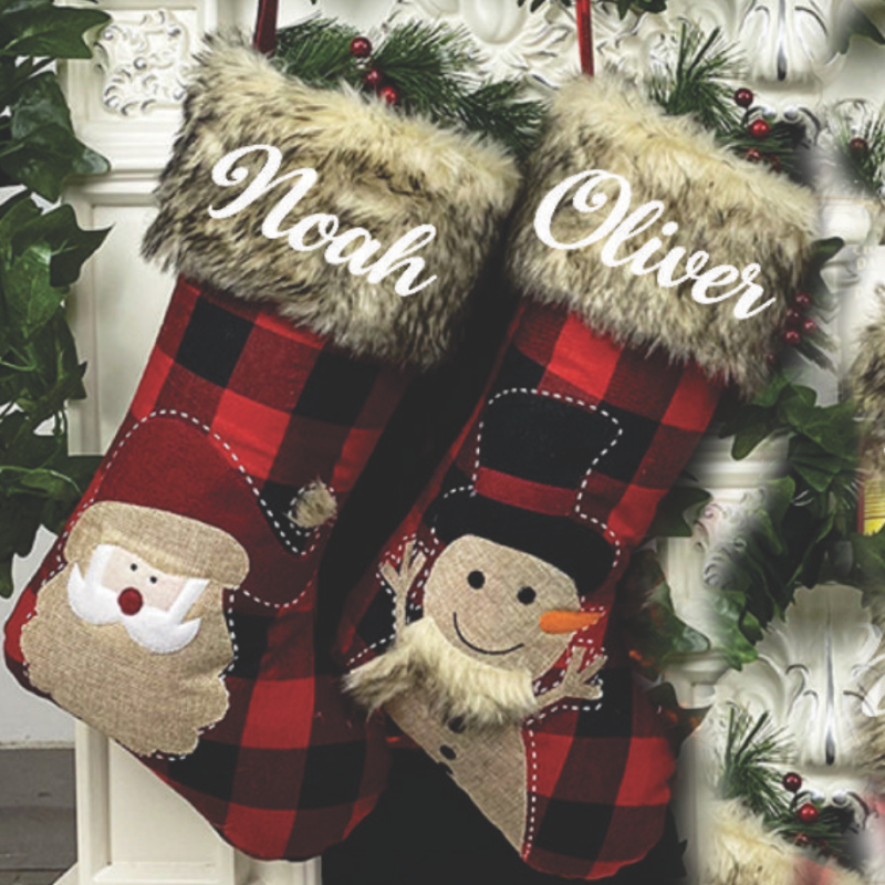 Frosty's Furry Stocking- Set of 2 (Santa & Snowman)