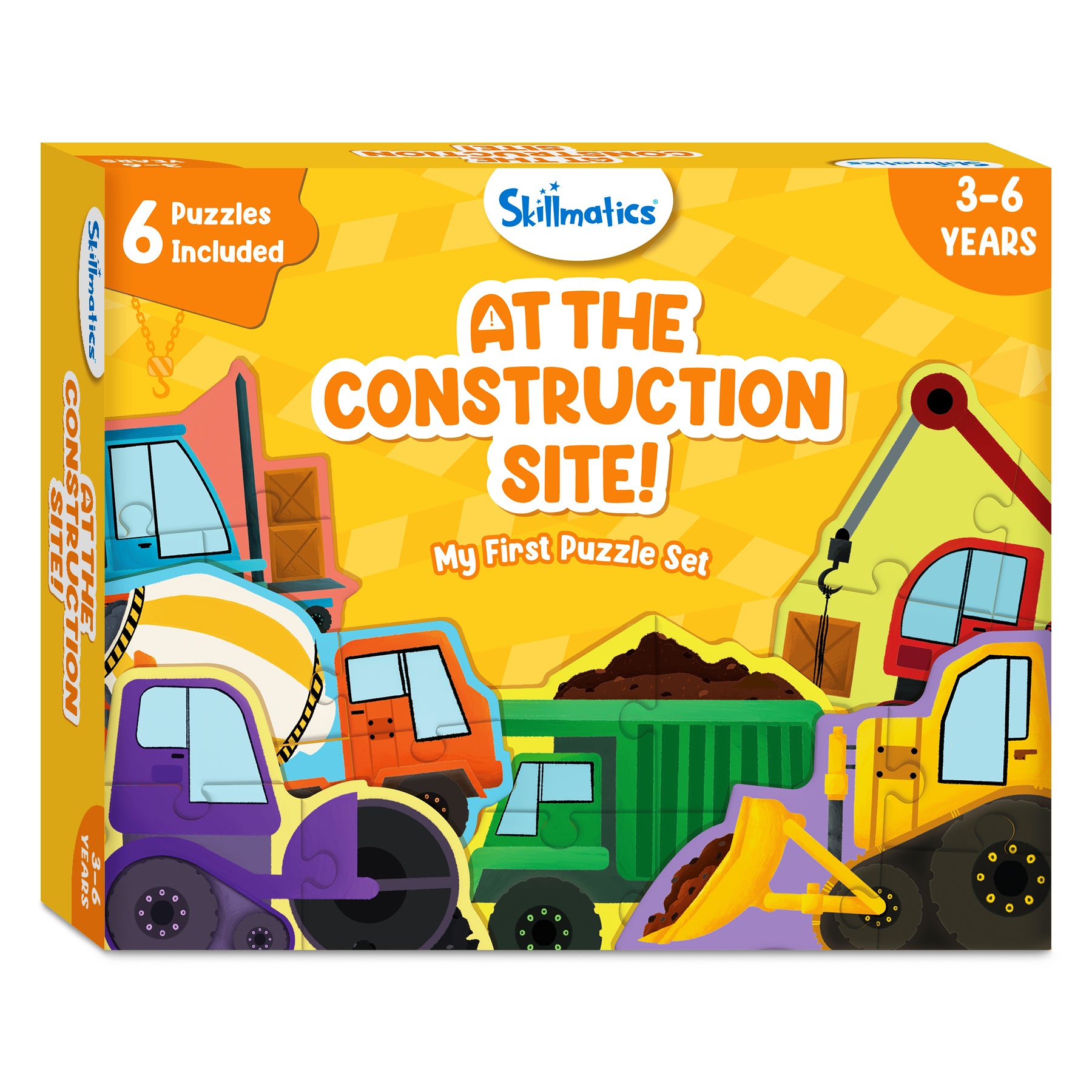 Skillmatics My First Puzzle Set - 21 Piece Construction Vehicles Jigsaw Puzzles, Educational Toddler Toy, Gifts For Kids Ages 3 To 6
