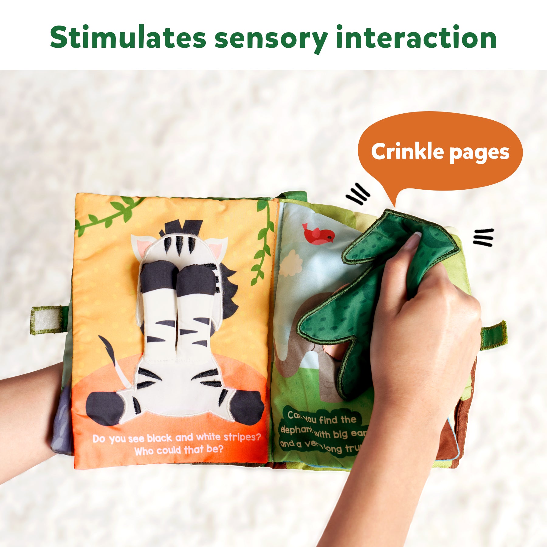 Skillmatics Baby Book - Peek-A-Boo I See You Jungle Theme, Interactive Soft Cloth Book With Crinkle Pages, Ages 6 Months And Up