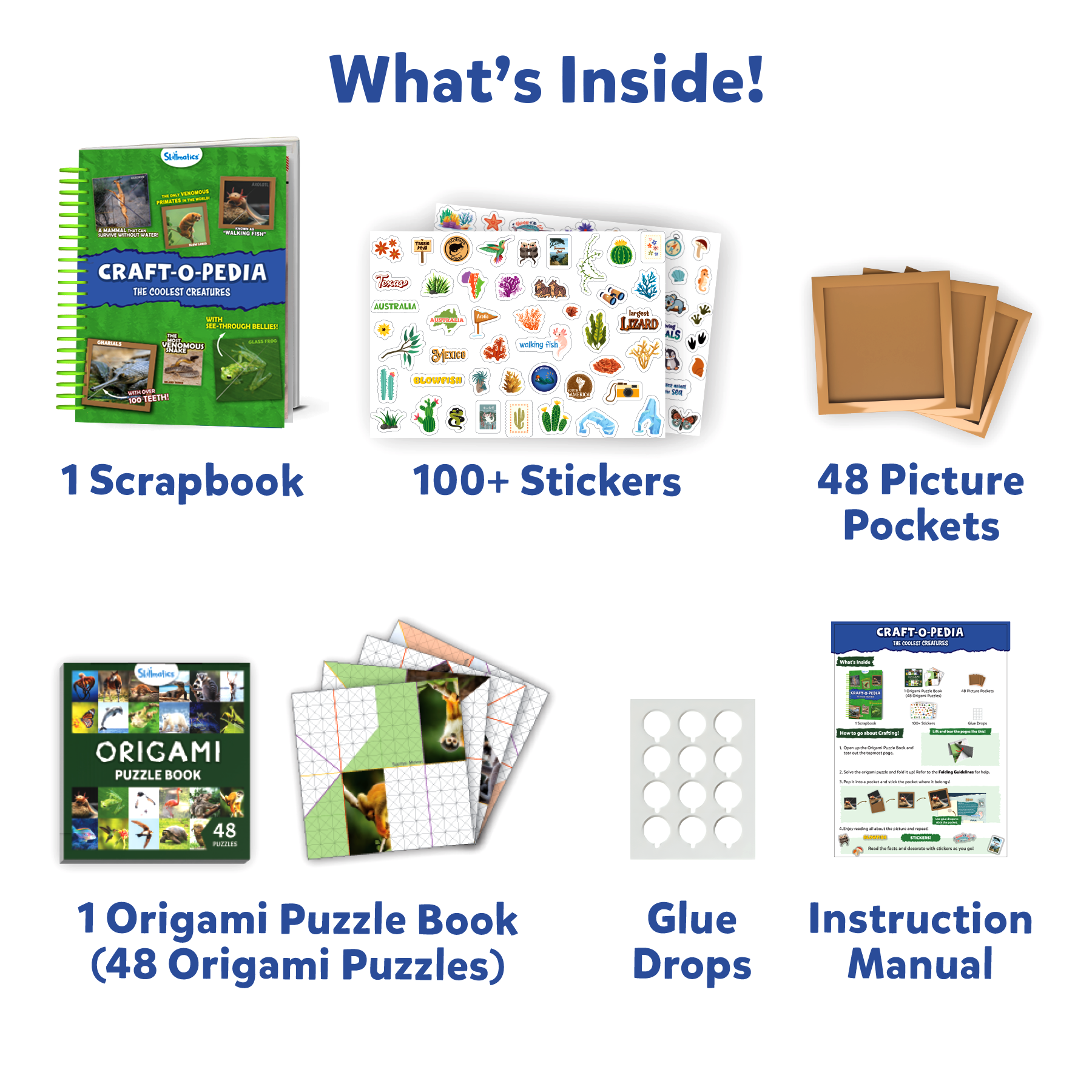 Skillmatics Origami Puzzle Book & Encyclopedia Scrapbook - DIY Craft & Activity Kit, Educational Toy with 48 Animal Puzzles, Fun Learning for Kids Ages 6, 7, 8, 9, 10 & Up