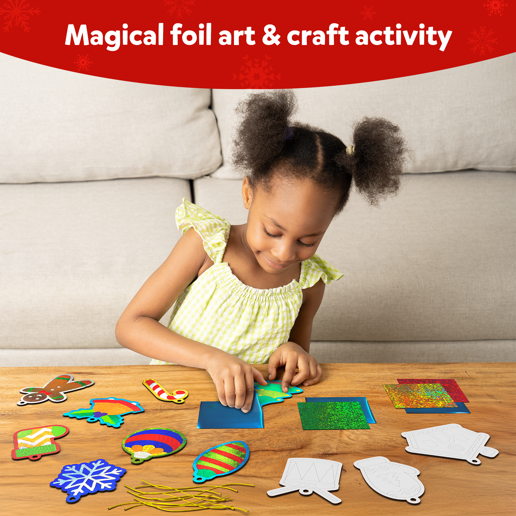 Skillmatics Art & Craft Activity - Foil Fun Christmas Ornaments, Mess-Free Art for Kids, Festive Holiday Craft Kits, DIY Decor Creative Activity, Gifts for Girls & Boys Ages 4, 5, 6, 7, 8, 9, and Up