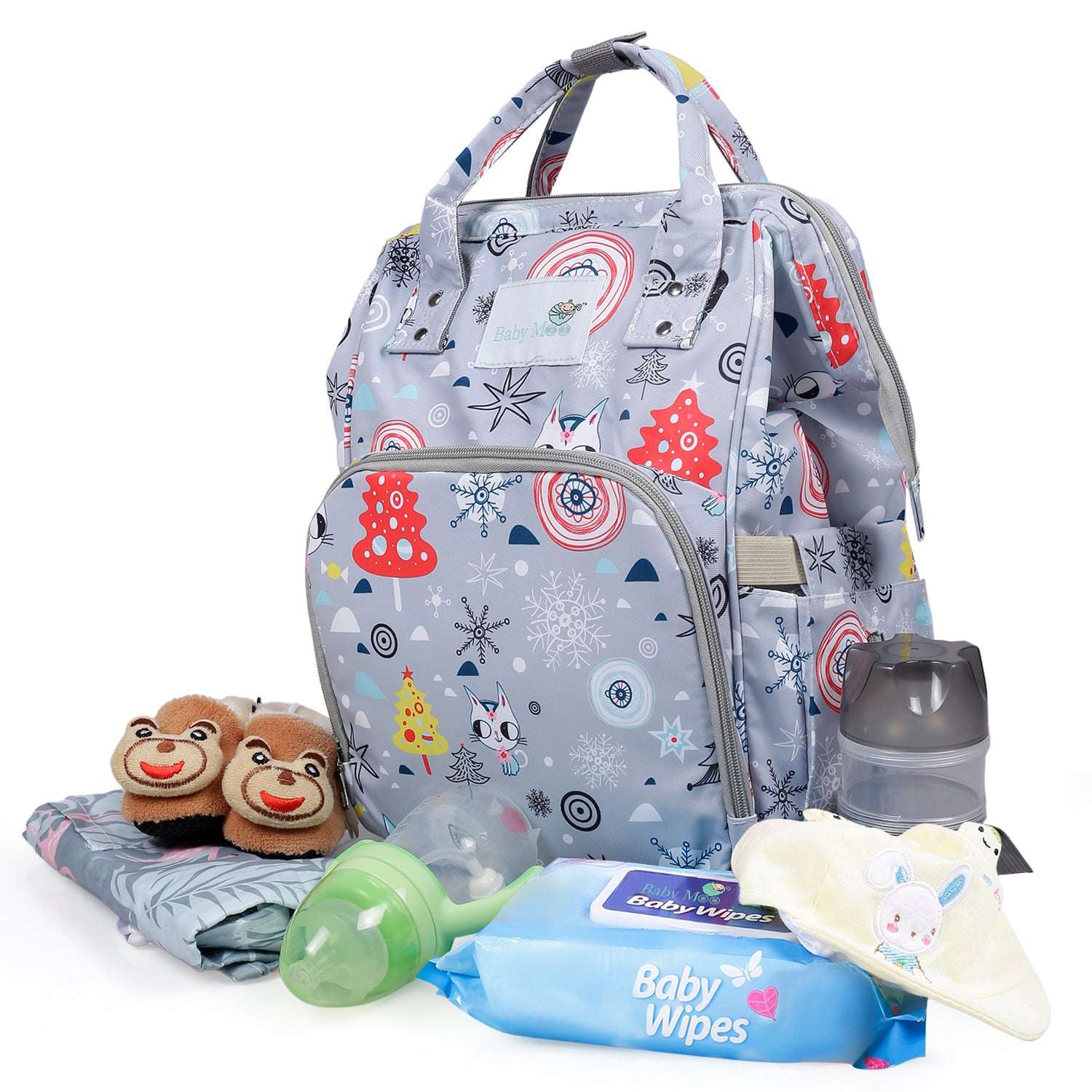 Diaper Bag 
Maternity Backpack Winter Wonderland Grey