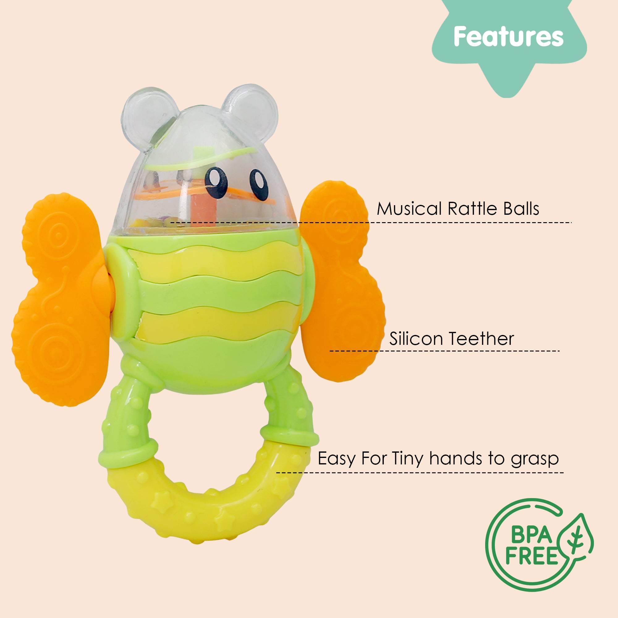 Baby Moo Butterfly Multicolour Rattle Teether