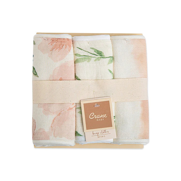 Crane Baby Burp Cloth Set