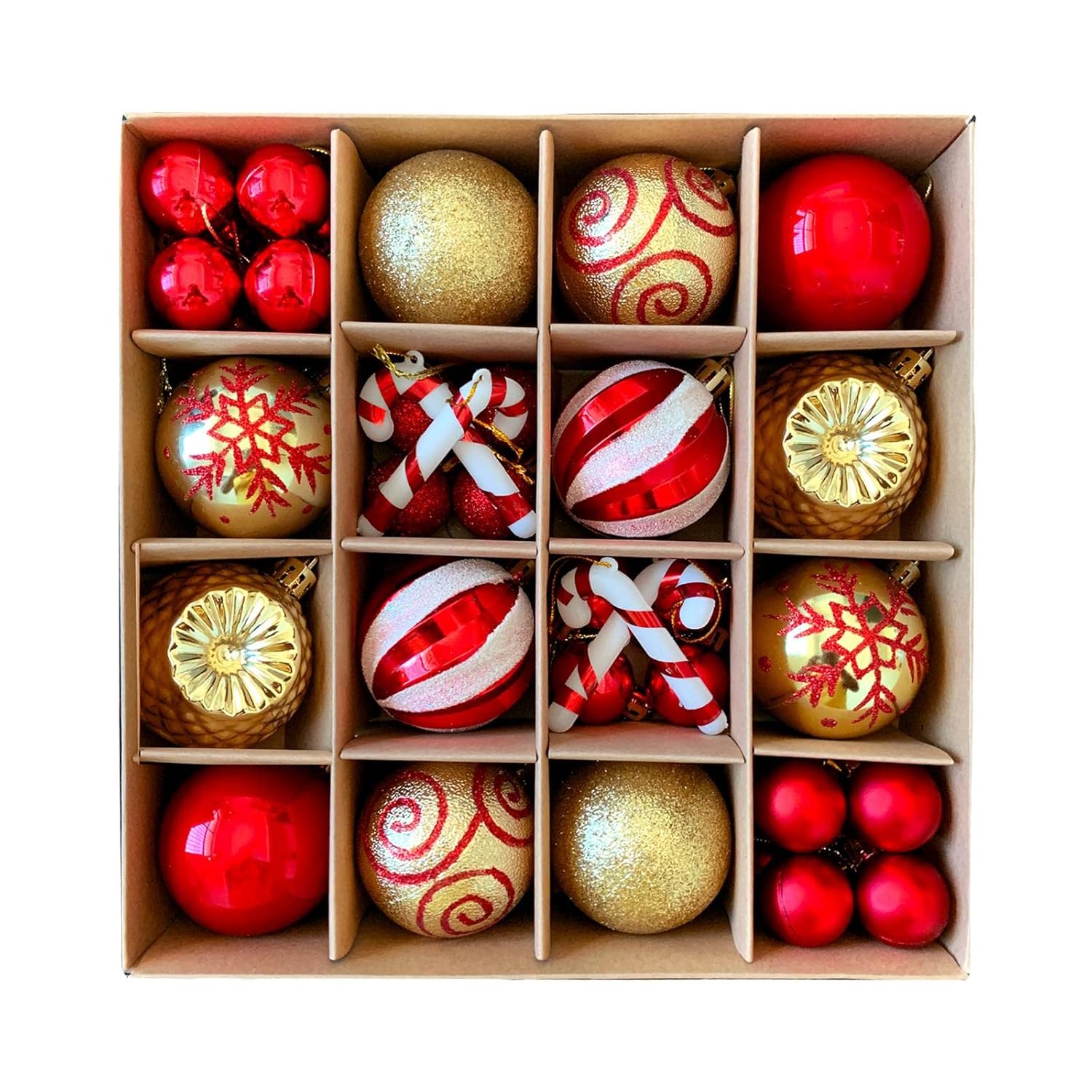 44 Pcs Red & Gold Baubles