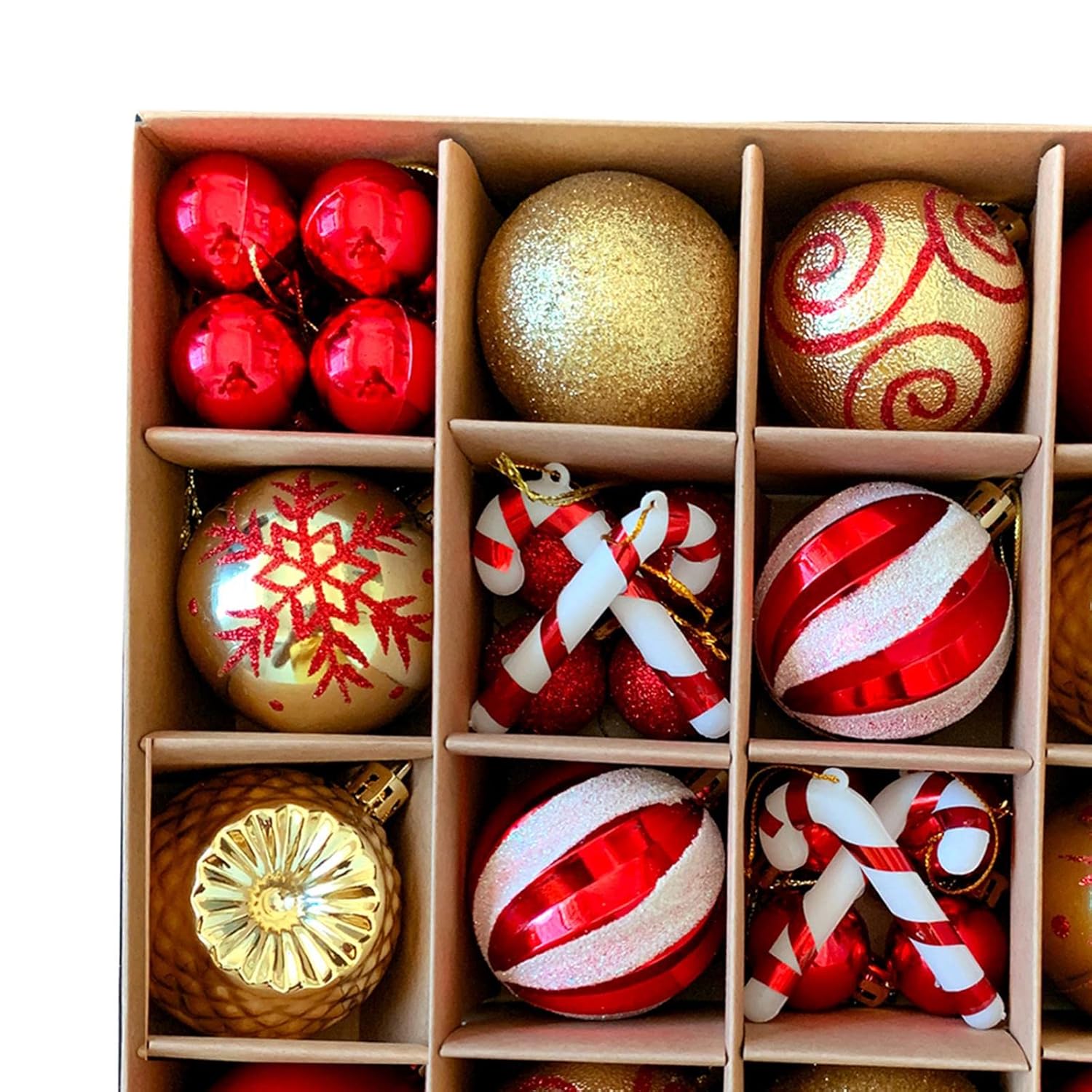 44 Pcs Red & Gold Baubles