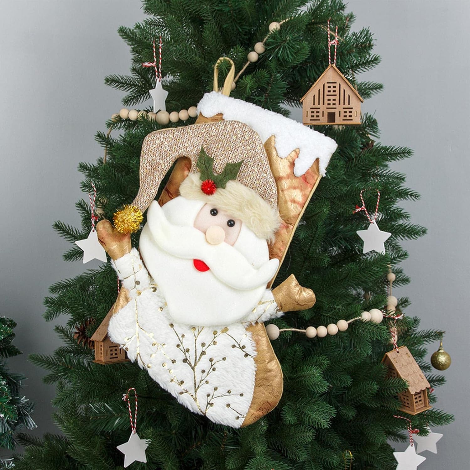 Golden Glow Stocking - Santa