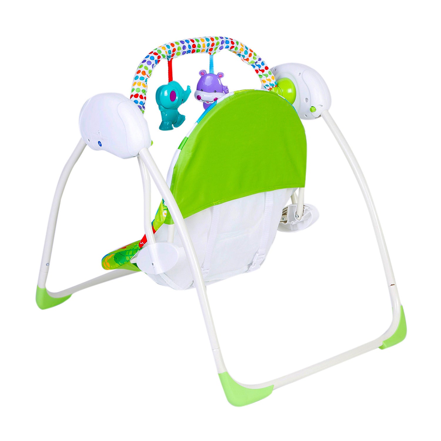 Baby Moo Bright Stars Foldable Musical Comfortable Swing With Animals Green