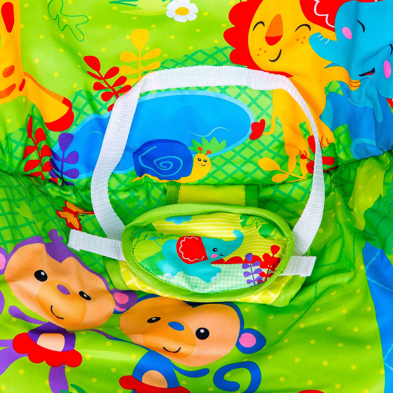 Baby Moo Bright Stars Foldable Musical Comfortable Swing With Animals Green