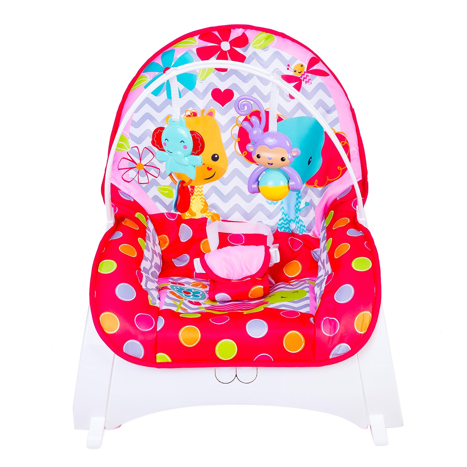 Baby Moo Infant To Toddler Polka Dotted Portable Rocker With Hanging Toys Blue