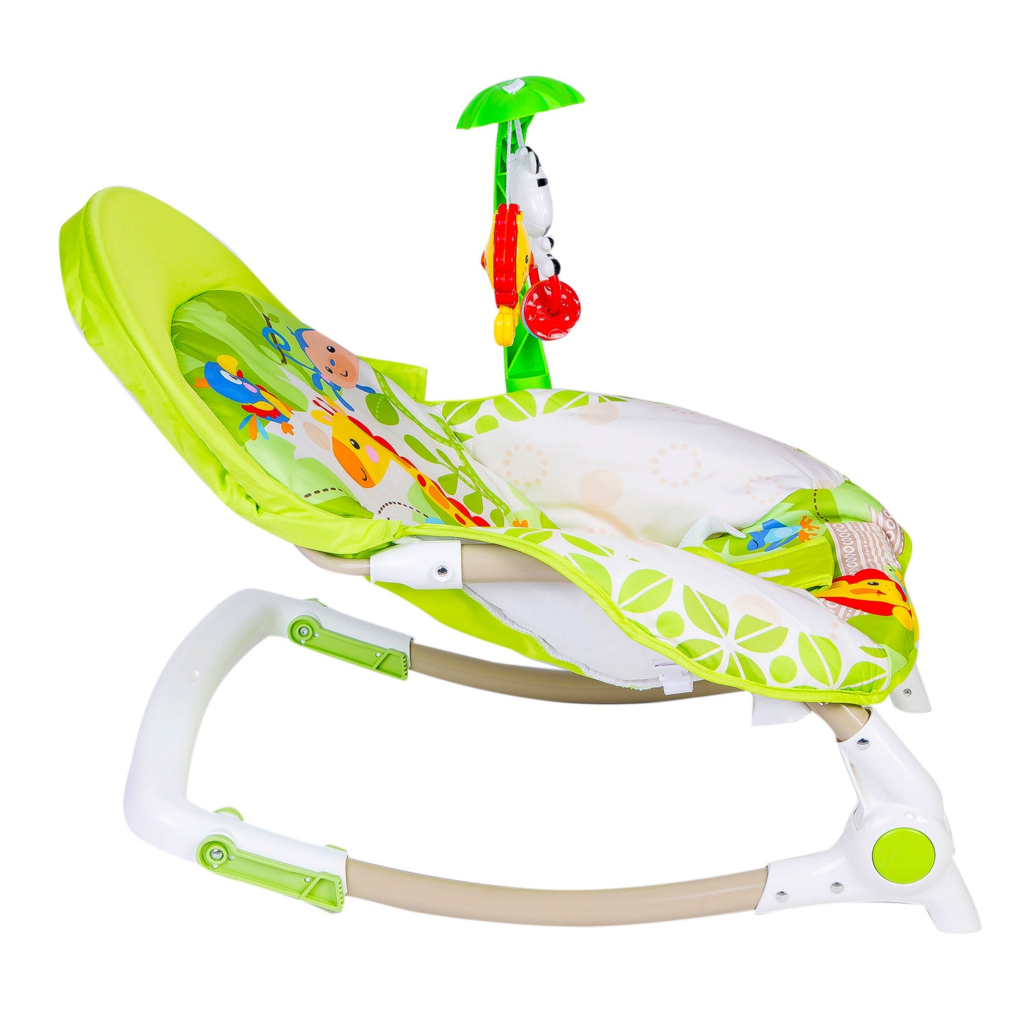 Baby Moo Newborn To Toddler Portable Musical  Rocker With Hanging Toys Green