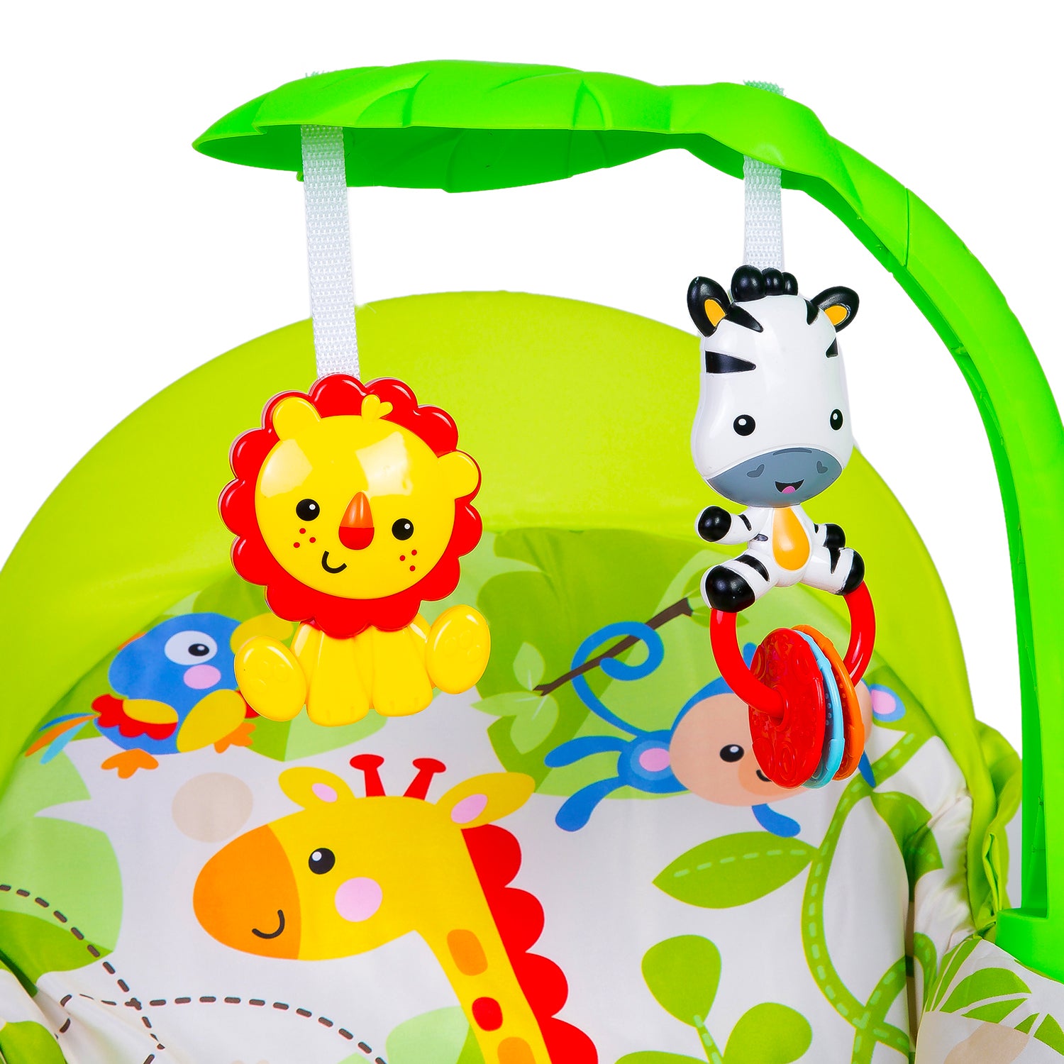 Baby Moo Newborn To Toddler Portable Musical  Rocker With Hanging Toys Green