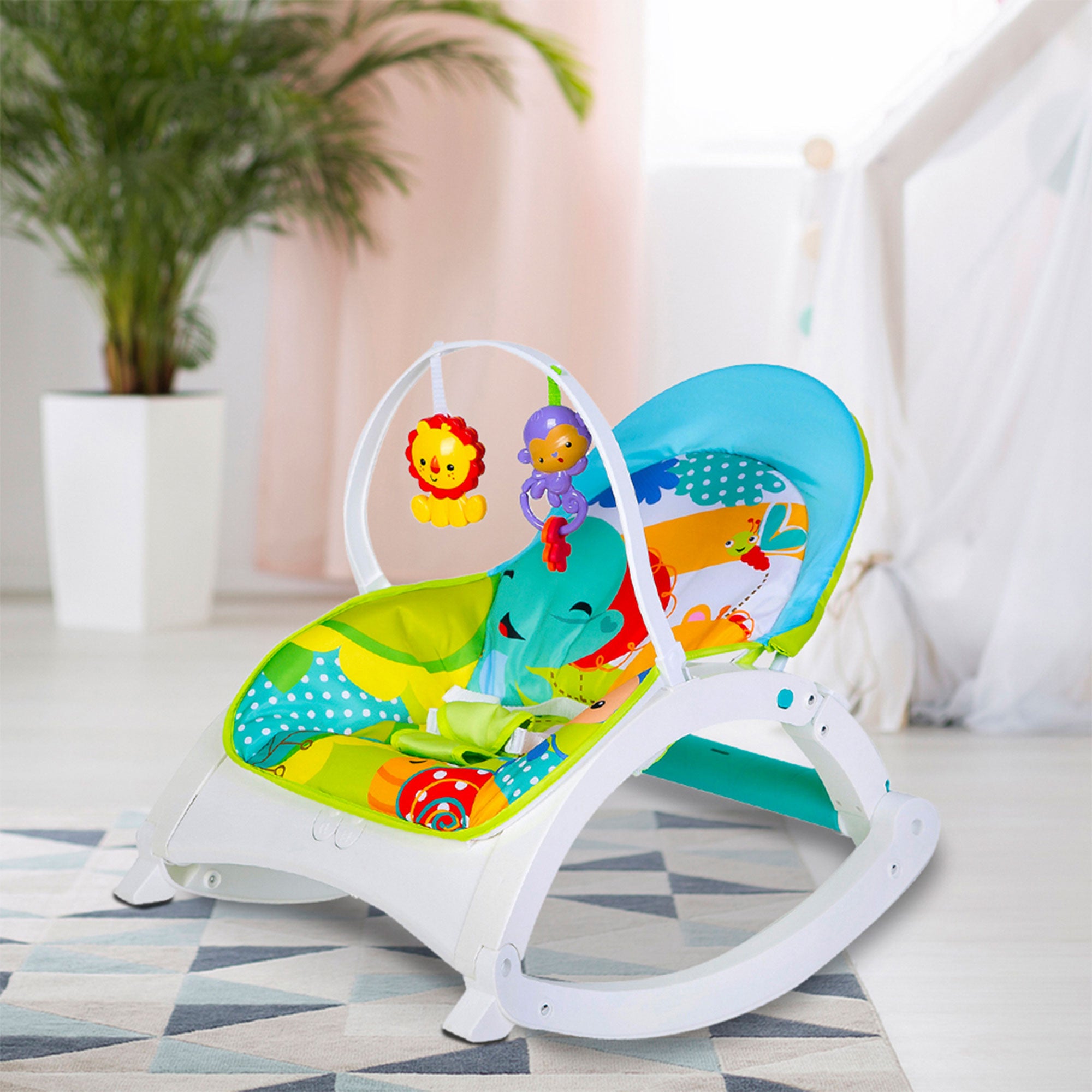 Baby Moo Newborn To Toddler Happy Baby Bouncer With Hanging Toys