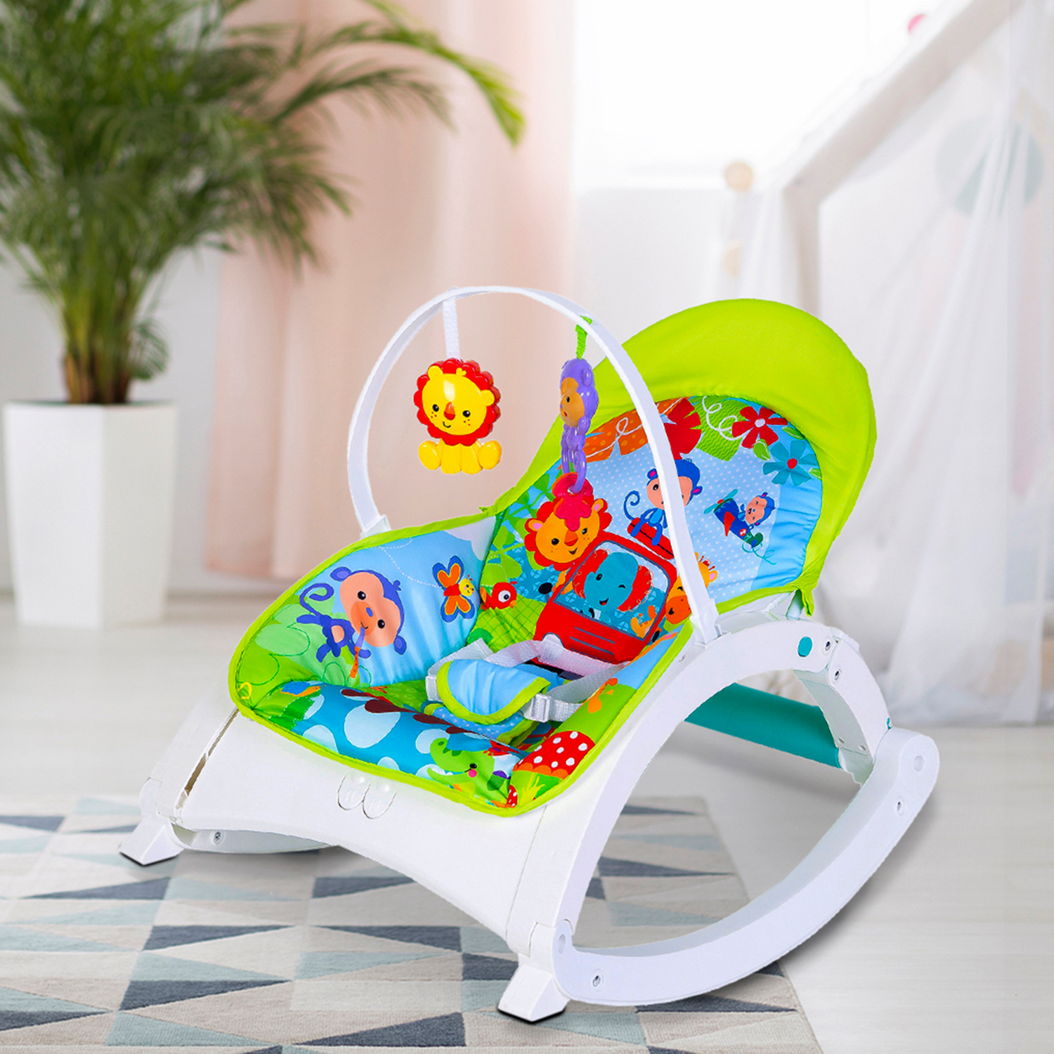 Baby Moo Newborn To Toddler Portable Bouncer With Hanging Toys
