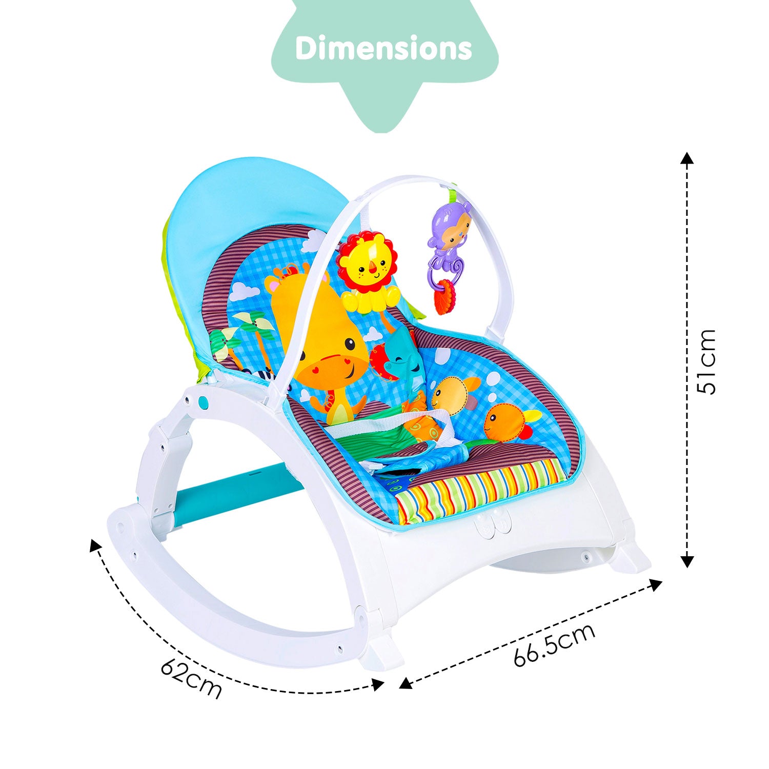 Baby Moo Newborn To Toddler Happy Baby Bouncer With Hanging Toys