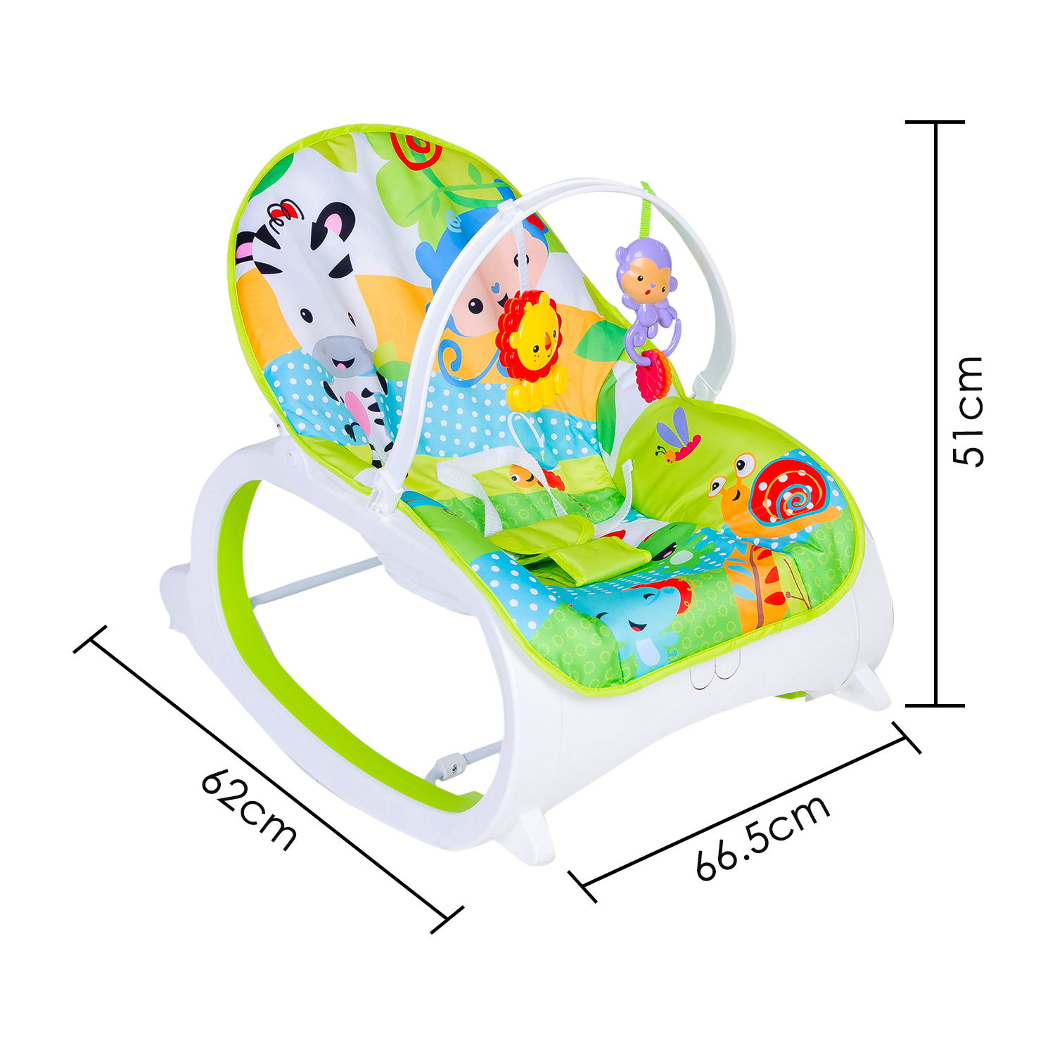 Baby Moo Infant To Toddler Happy Baby Bouncer With Hanging Toys Green