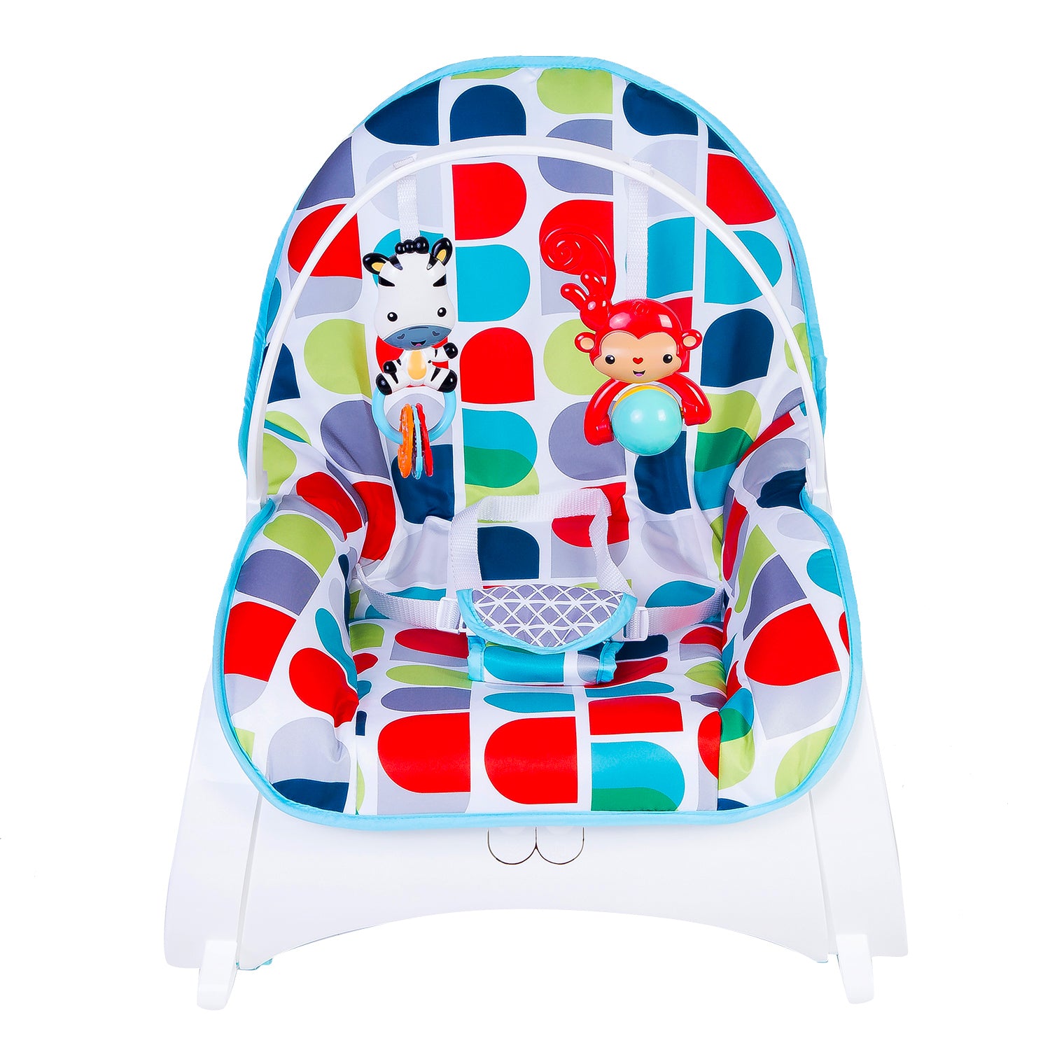 Baby Moo Infant To Toddler Polka Dotted Portable Rocker With Hanging Toys Blue