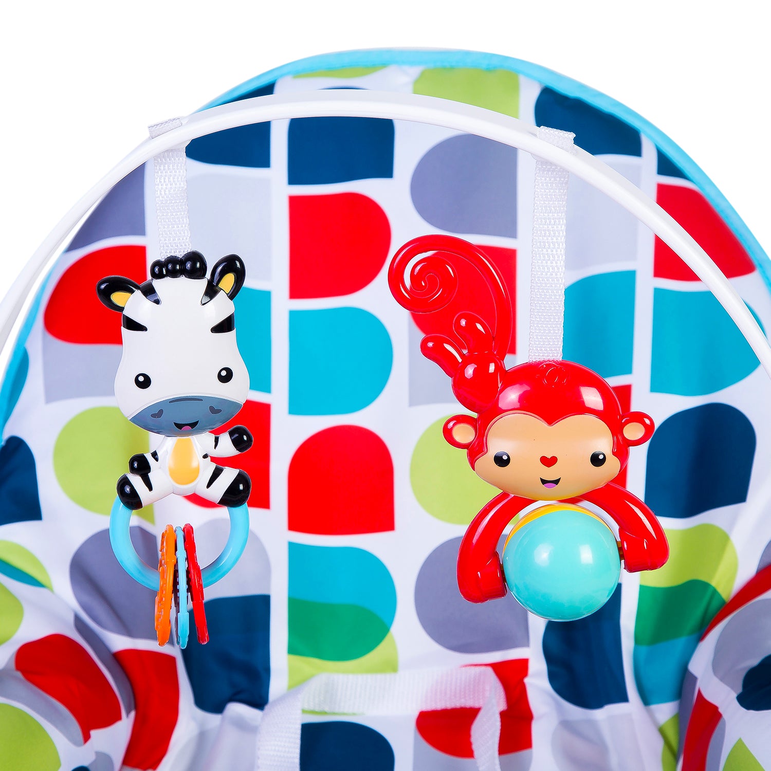 Baby Moo Infant To Toddler Polka Dotted Portable Rocker With Hanging Toys Blue