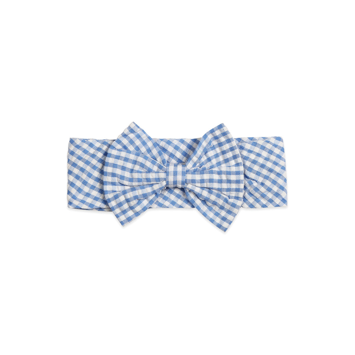 My Milestones 100% Cotton Tulip Sleeve Tee With Ruffle Gingham Shorts & Hairband - White & Blue