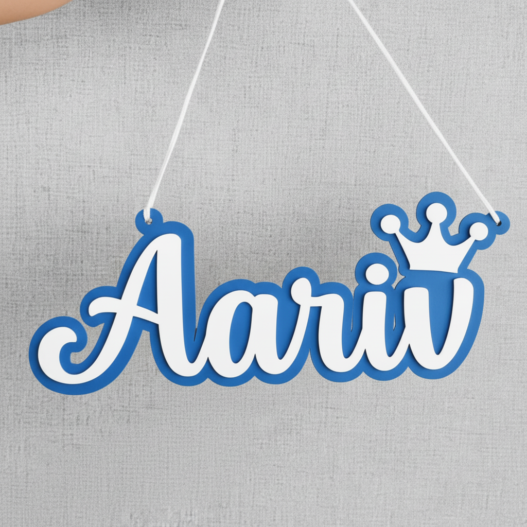 Collage of hands holding a hanging sign with 'Aariiv' in various colors and text styles.