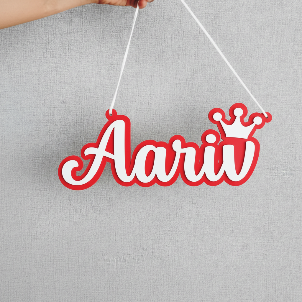 Personalised 3D Acrylic Name Plate (Crown/Hot Air Balloon)