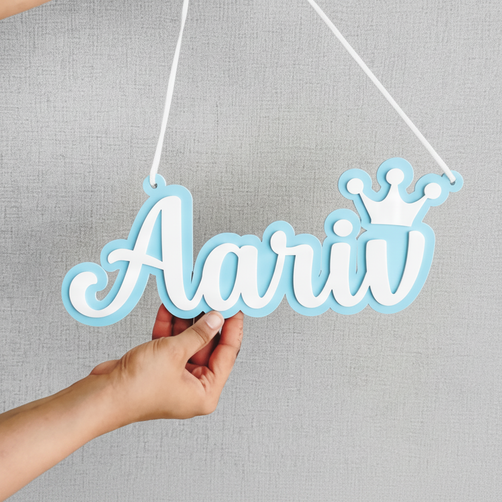 Collage of hands holding a hanging sign with 'Aariiv' in various colors and text styles.
