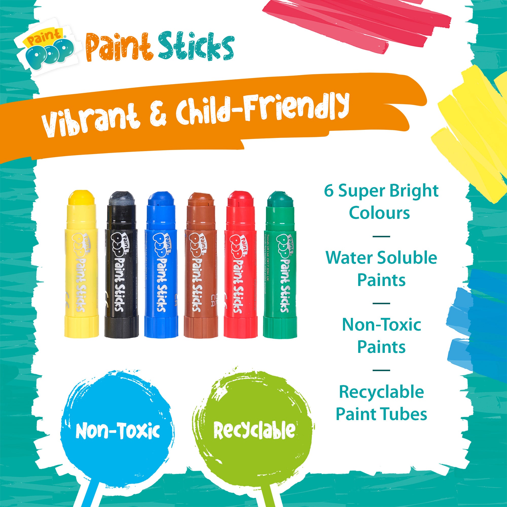 Paint Pop Classic 6 Pack Quick Dry Paint Sticks