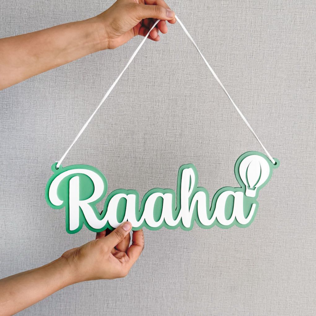 Personalised 3D Acrylic Name Plate (Crown/Hot Air Balloon)
