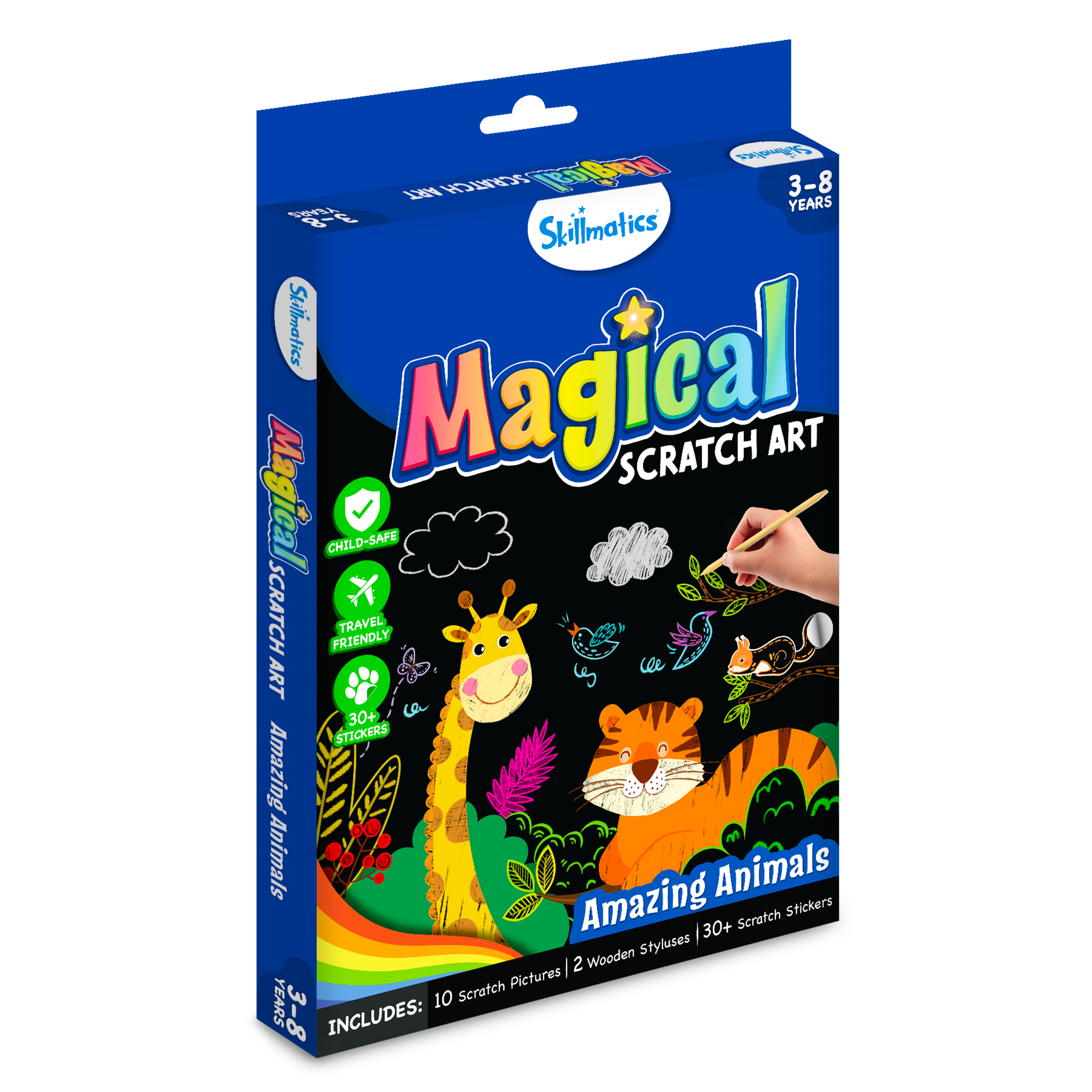 Skillmatics Magical Scratch Art Book for Kids - Animals, Craft Kits, DIY Activity & Stickers, Gifts for Ages 3 to 8
