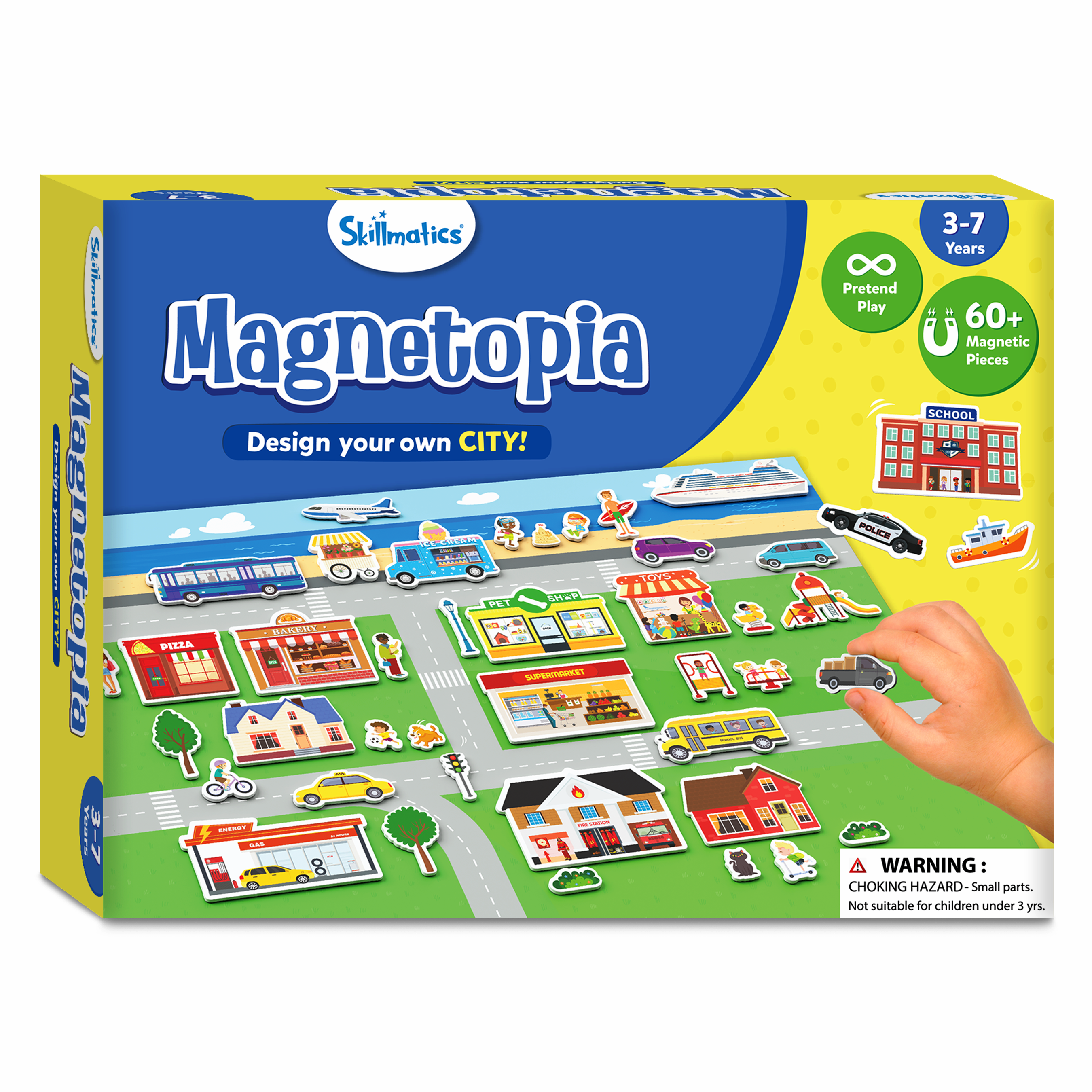 Skillmatics Creative Toy Magnetopia - Design Your City, Interactive Pretend Play Set For Kids, Toddlers, 60+ Magnetic Pieces, Preschool Learning Game, Gifts for Boys & Girls Ages 3, 4, 5, 6, 7