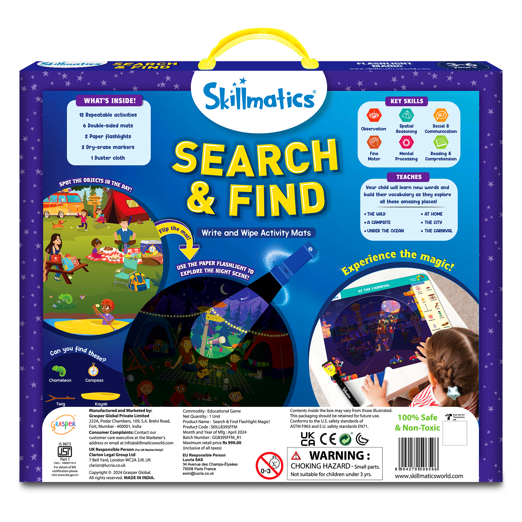 Skillmatics Preschool Learning Activity - Search and Find Flashlight Magic, Educational Game for Kids, Toddlers Who Love Toys, Art & Craft Activities, Gifts for Girls and Boys Ages 3, 4, 5, 6