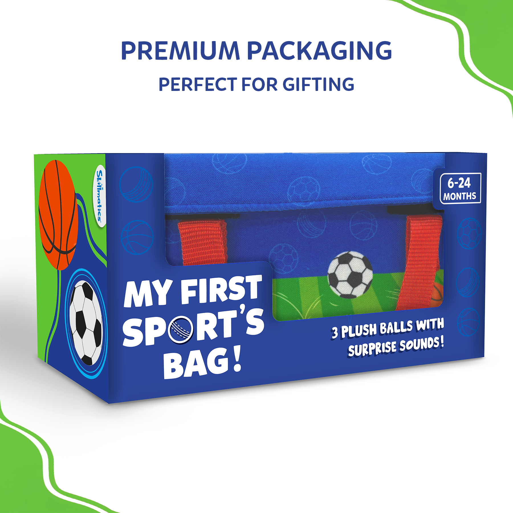 Skillmatics Plush Sports Bag Playset for Babies (3 Pc)
