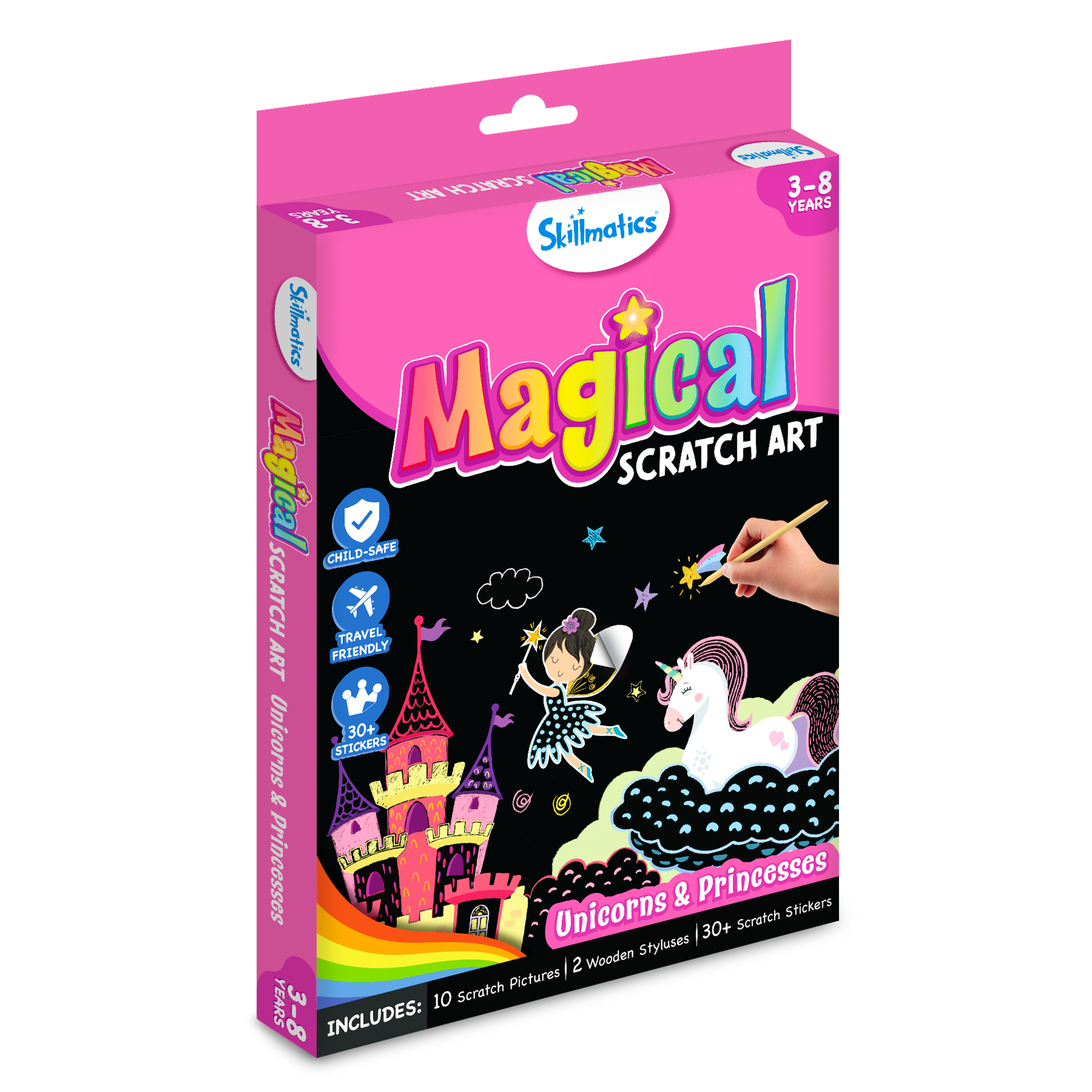 Skillmatics Magical Scratch Art Book for Kids - Unicorns & Princesses, Craft Kits, DIY Activity & Stickers, Gifts for Ages 3 to 8