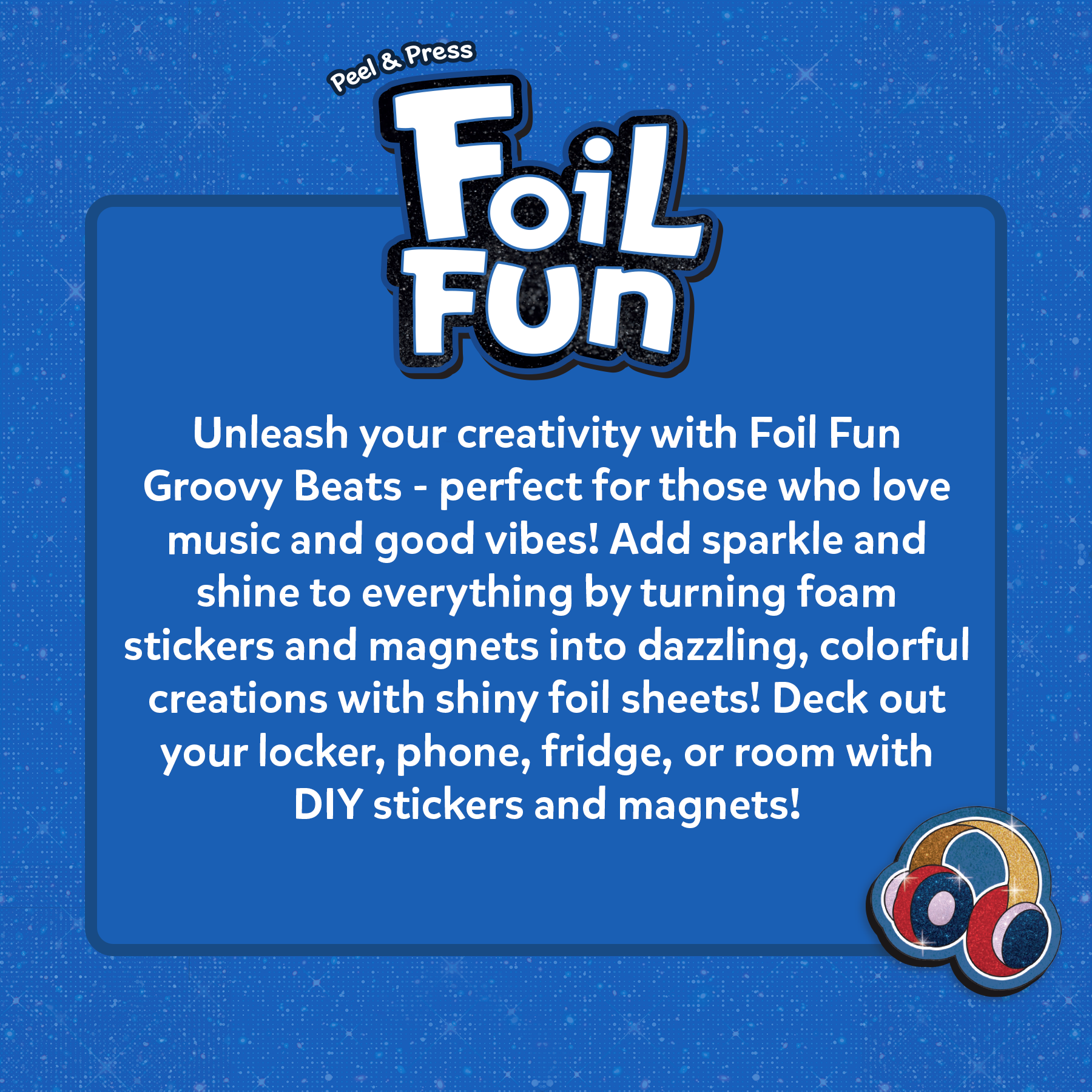 Skillmatics Foil Fun - Groovy Beats, 20+ DIY Foil Art Magnets, Mess-Free Craft Kit, 60+ Foam Stickers, Creative Activity for Kids, Tweens, Teens (Ages 7-13), Adults, Gifts, Travel, Party Favour