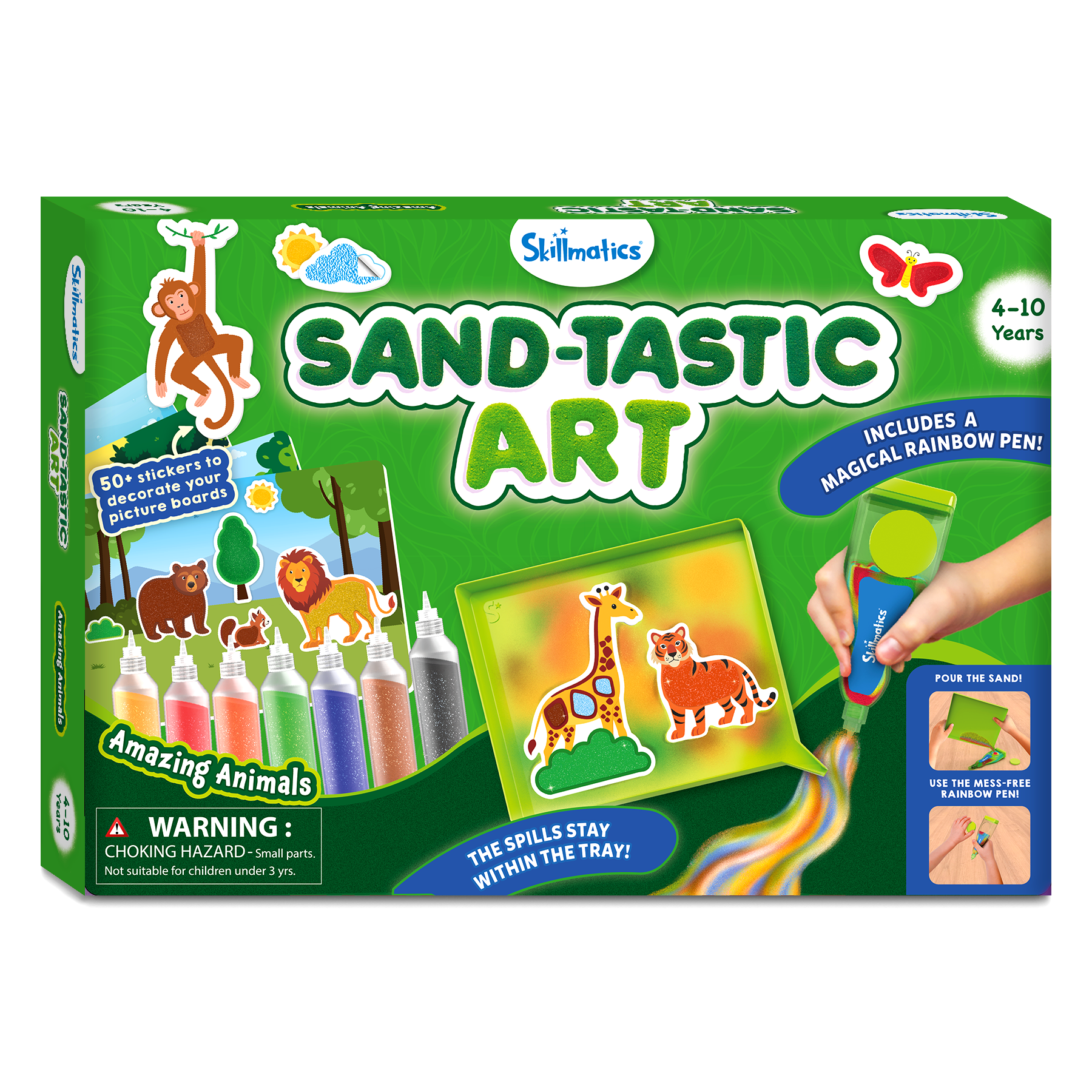 Skillmatics Art & Craft Activity - Sand-Tastic Art Animals, Mess-Free Sand Art for Kids, Craft Kits & Supplies, DIY Creative Activity, Gifts for Girls & Boys Ages 4, 5, 6, 7, 8, 9, 10