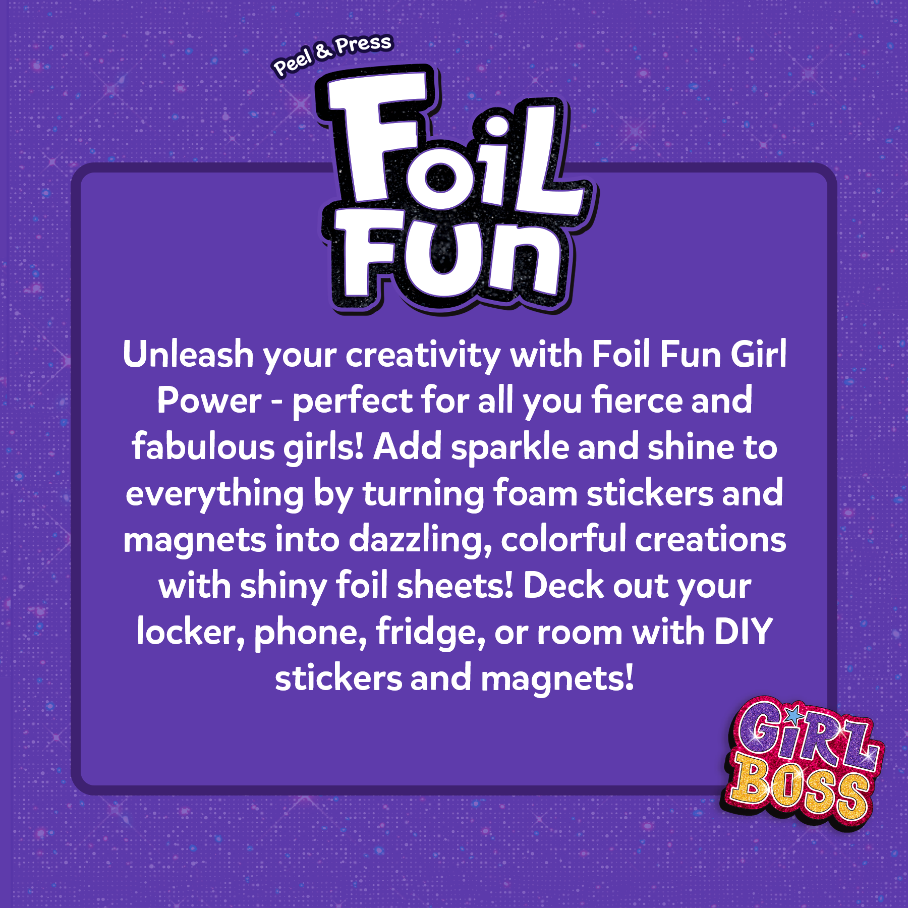 Skillmatics Foil Fun - Girl Power, 20+ DIY Foil Art Magnets, Mess-Free Craft Kit, 60+ Foam Stickers, Creative Activity for Girls, Kids, Tweens, Teens (Ages 7-13), Gifts, Travel, Party Favour