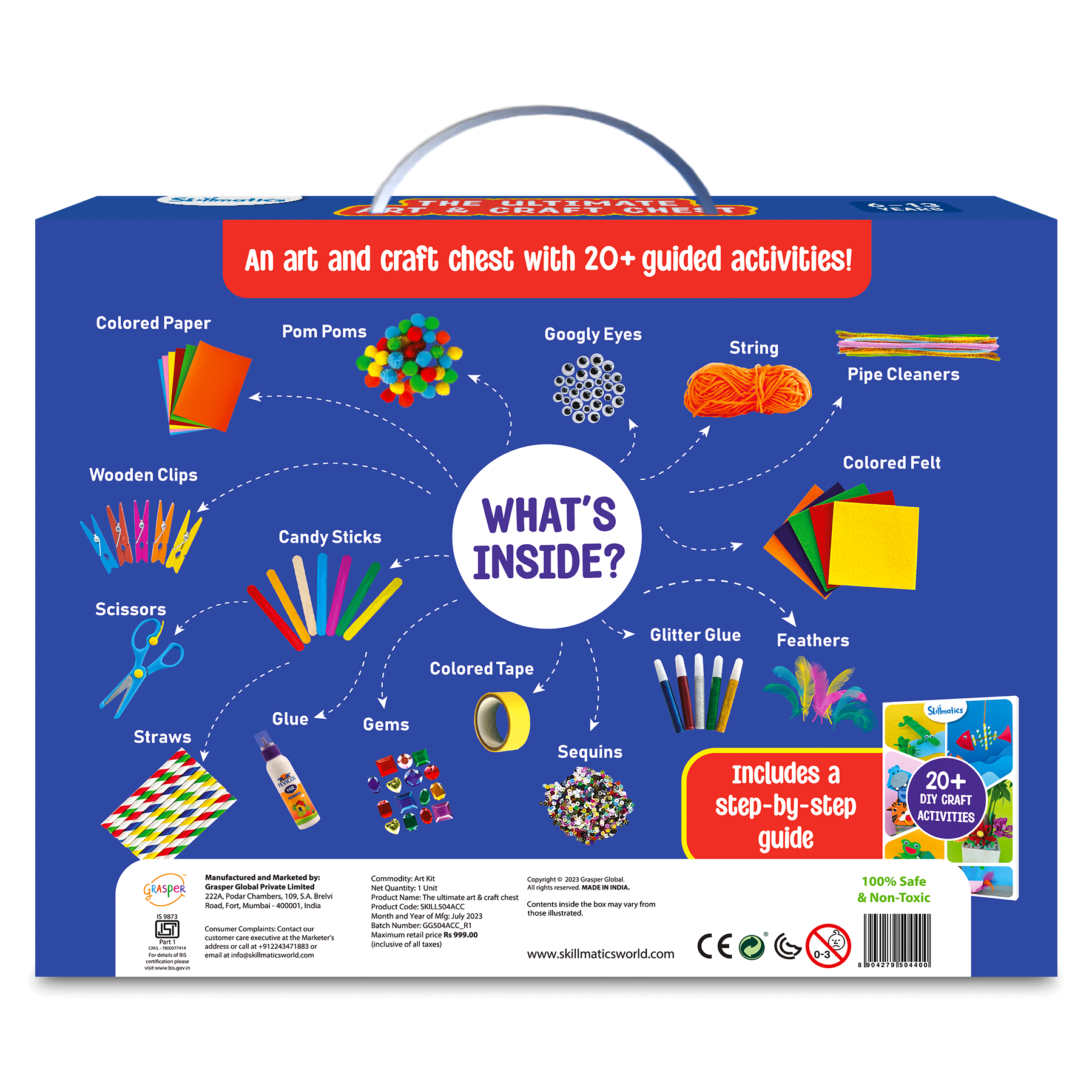 Skillmatics Ultimate Art & Craft Activity Chest, 2000+ Pcs Art And Craft Supplies, Includes a Step-by-Step Guide, DIY Activity, Gifts for Ages 6 to 13