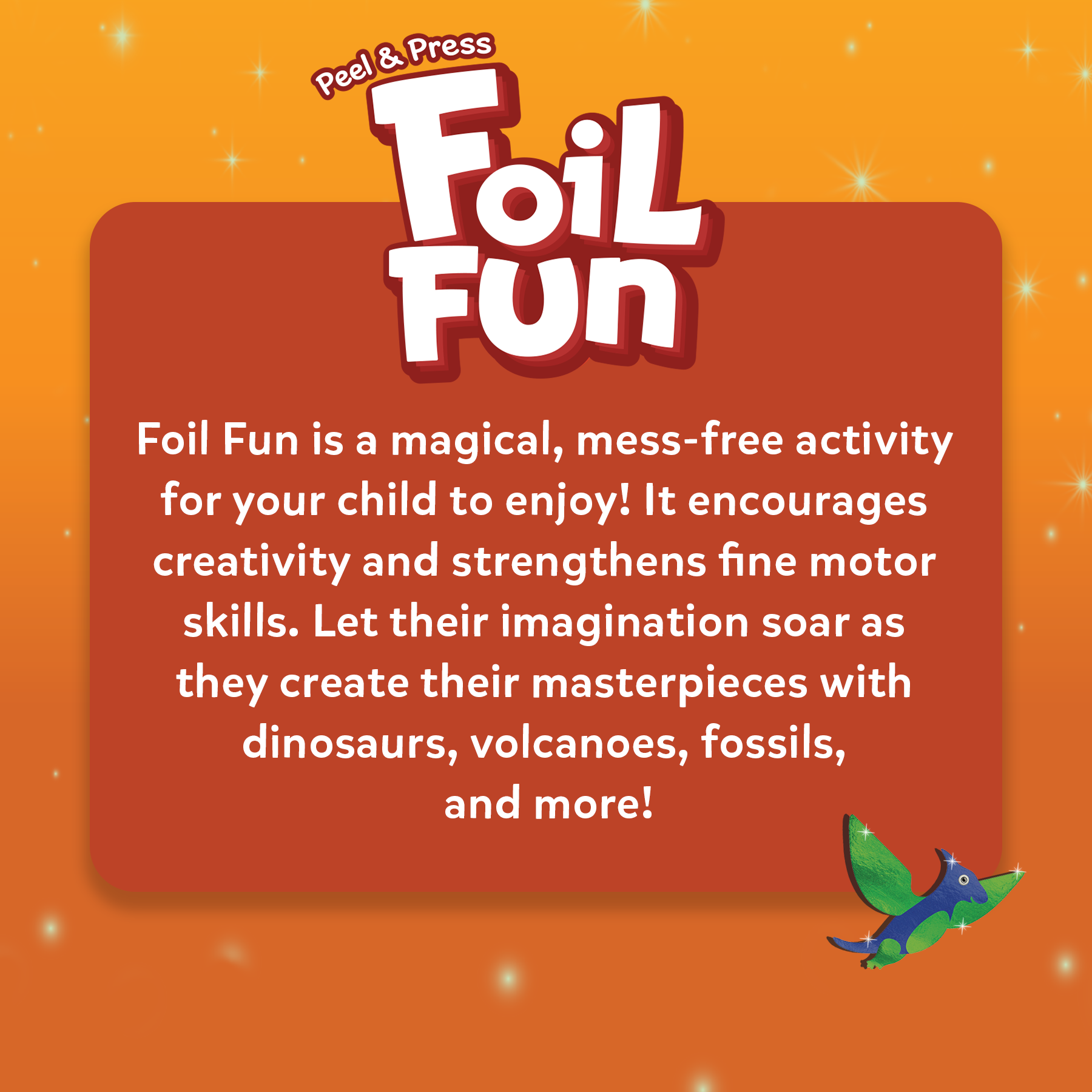 Skillmatics Art & Craft Activity - Foil Fun Dinosaurs, No Mess Art for Kids, Craft Kits & Supplies, DIY Creative Activity, Gifts for Boys & Girls Ages 4, 5, 6, 7, 8, 9, Travel Toys