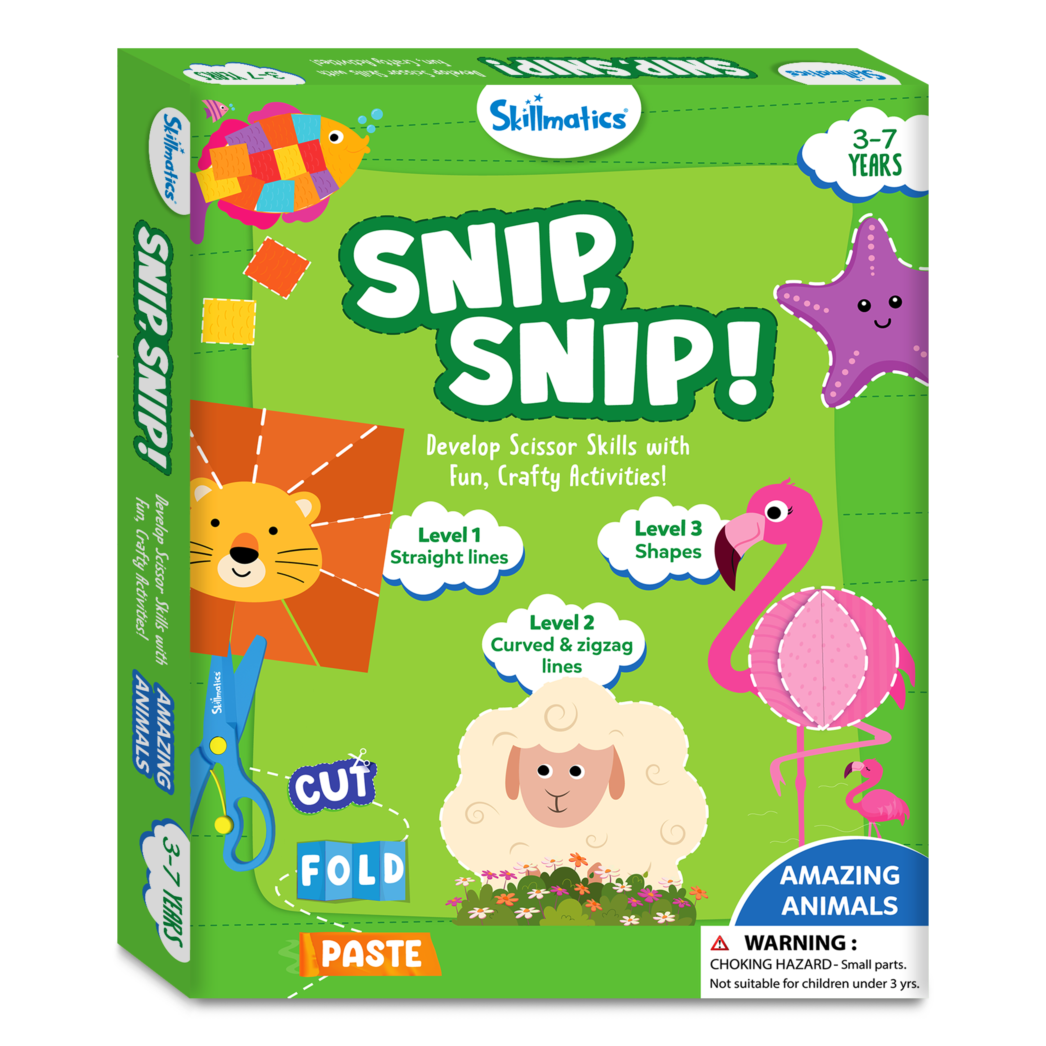 Skillmatics Art & Craft Kit - Snip, Snip Animals, Practice Scissor Skills with Activity Book, Fun & Creative, Gifts for Toddlers, Girls & Boys Ages 3, 4, 5, 6, 7