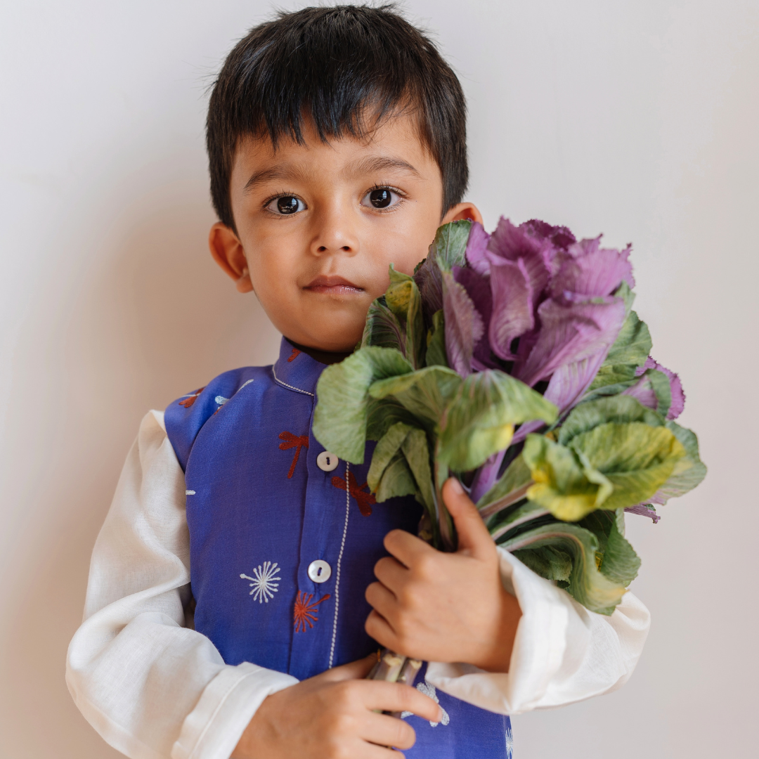 Chanderi Kurta Pyjama & Bandi Set