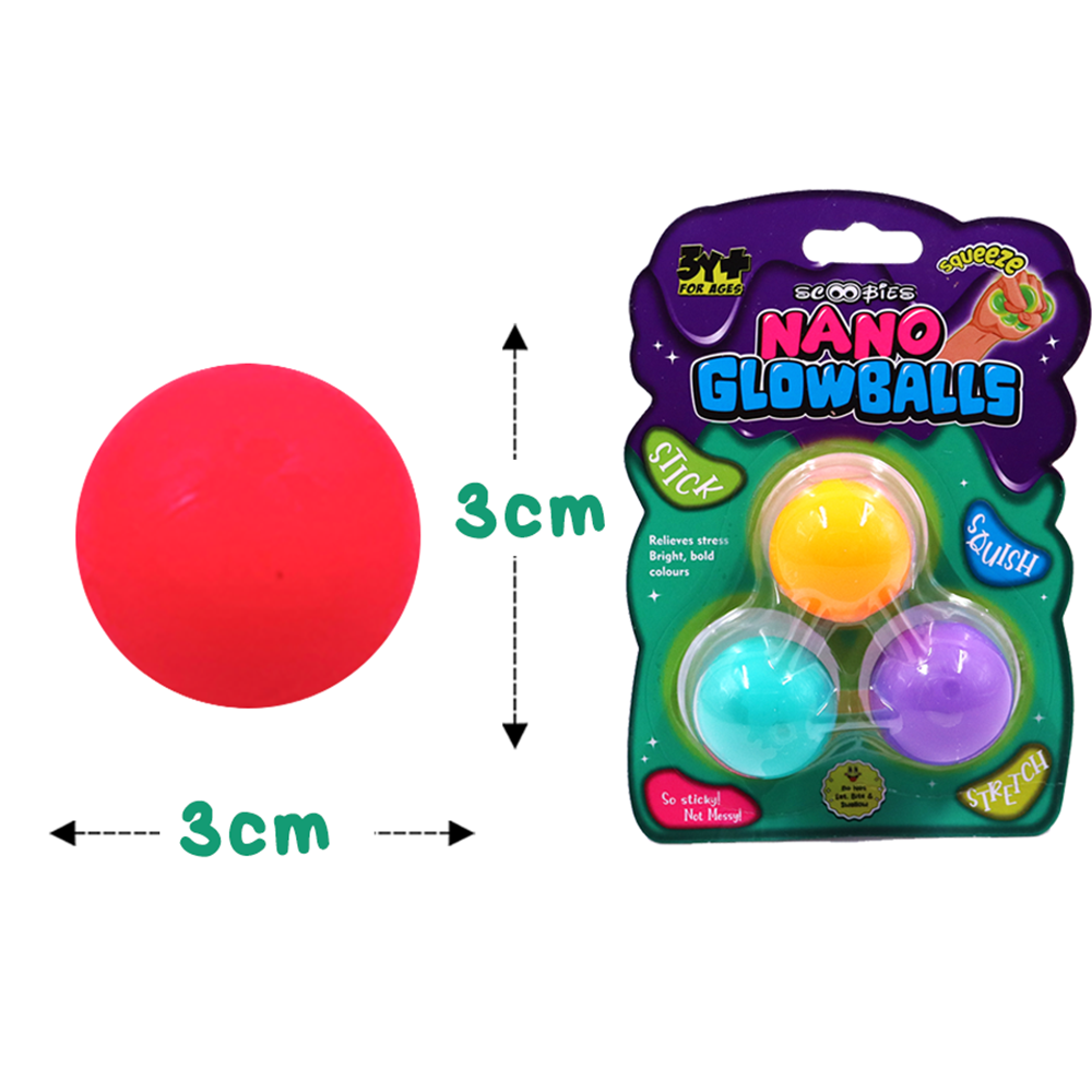 Scoobies Nano Glow Balls – Mini Glow-in-the-Dark Sensory Balls | Soft, Stretchy & Washable | Portable Fidget Toy | Safe for Kids 3+