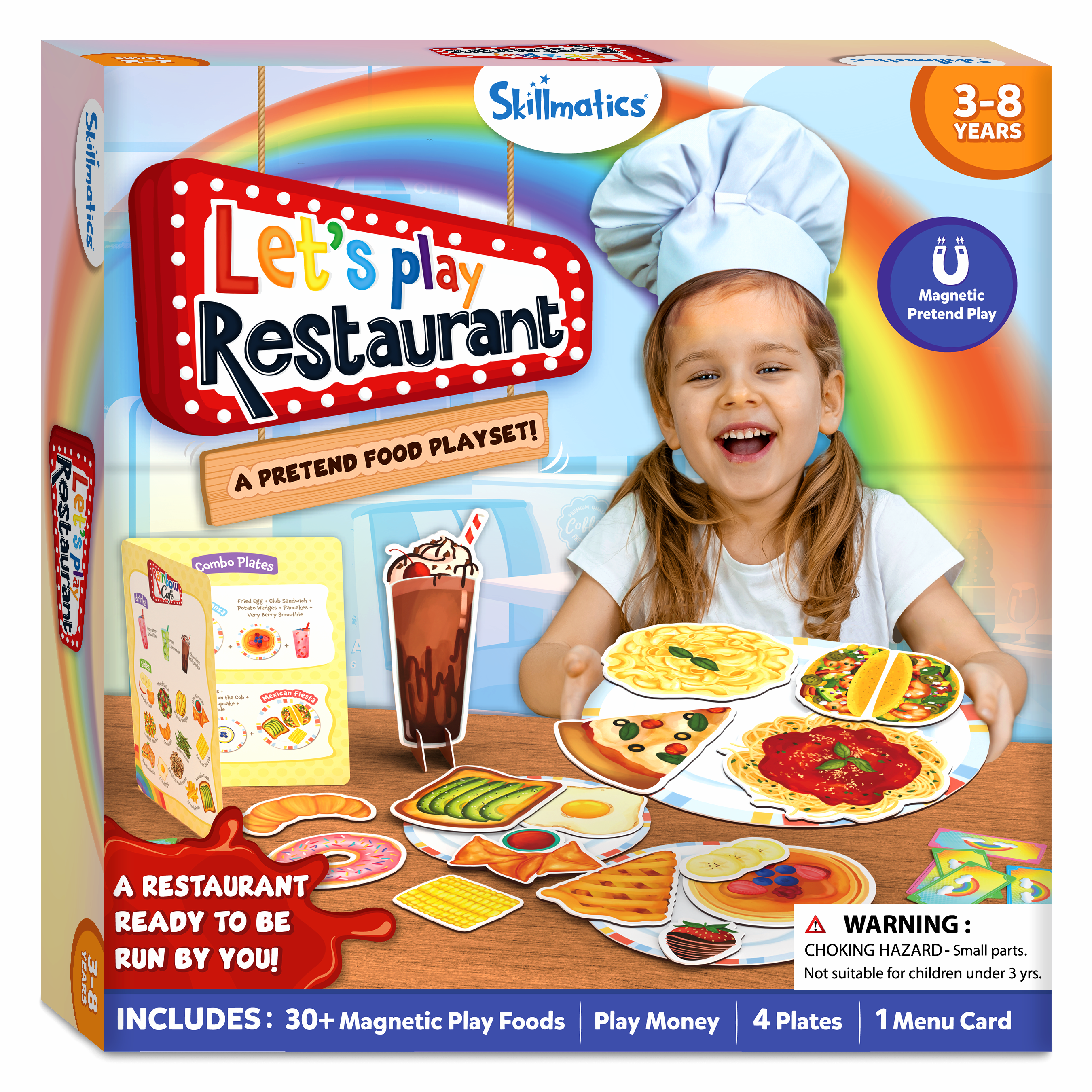 Skillmatics Pretend Play Playset - Restaurant Playset, 30+ Magnetic Food Items for Child's Play, Restaurant Toys, Back-to-School Kitchen Accessories, Gifts for Kids, Toddlers, Ages 3, 4, 5, 6, 7, 8