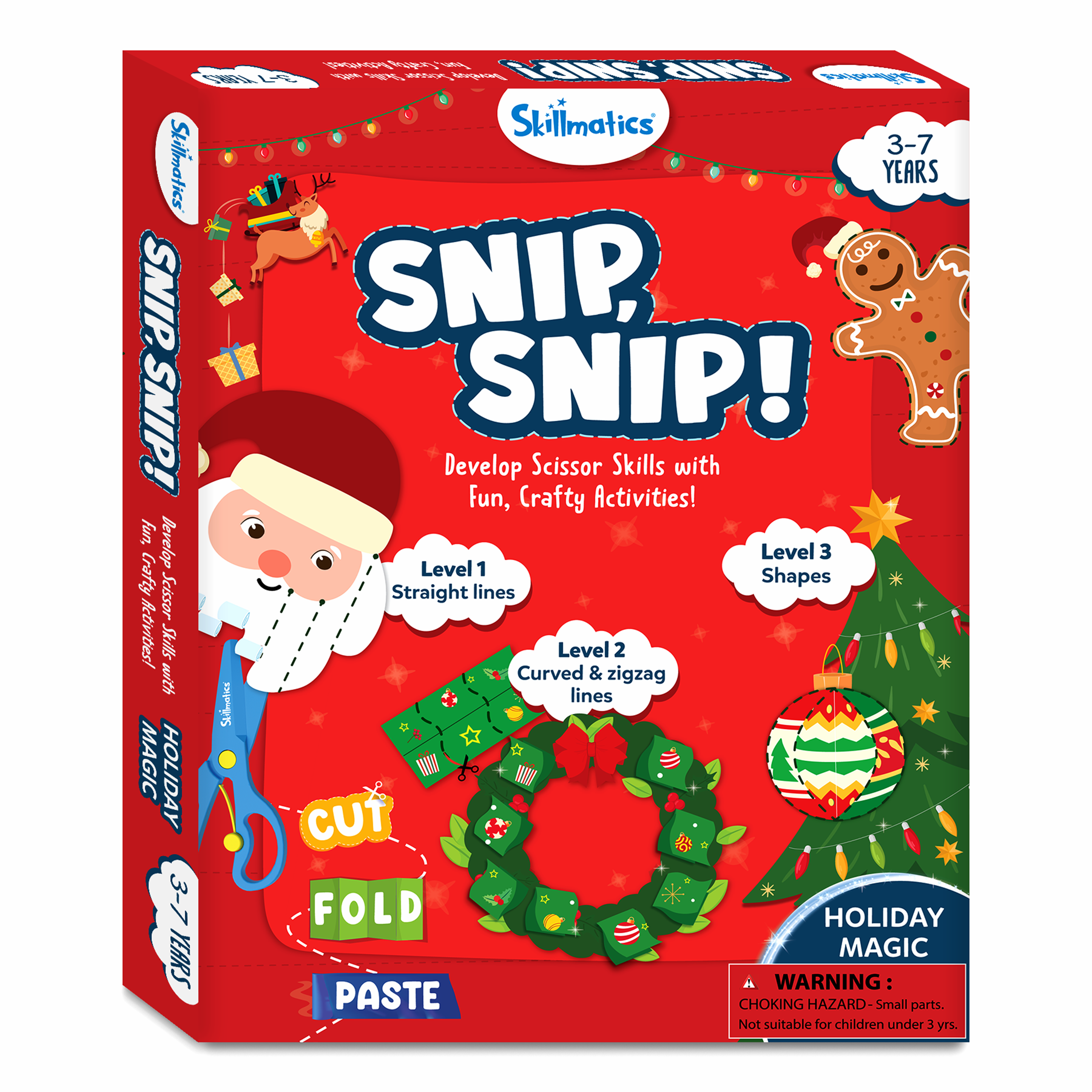 Skillmatics Art & Craft Christmas Kit - Snip, Snip Holiday Magic, Practice Scissor Skills with Activity Book, Fun & Creative, Gifts for Toddlers, Girls & Boys Ages 3, 4, 5, 6, 7