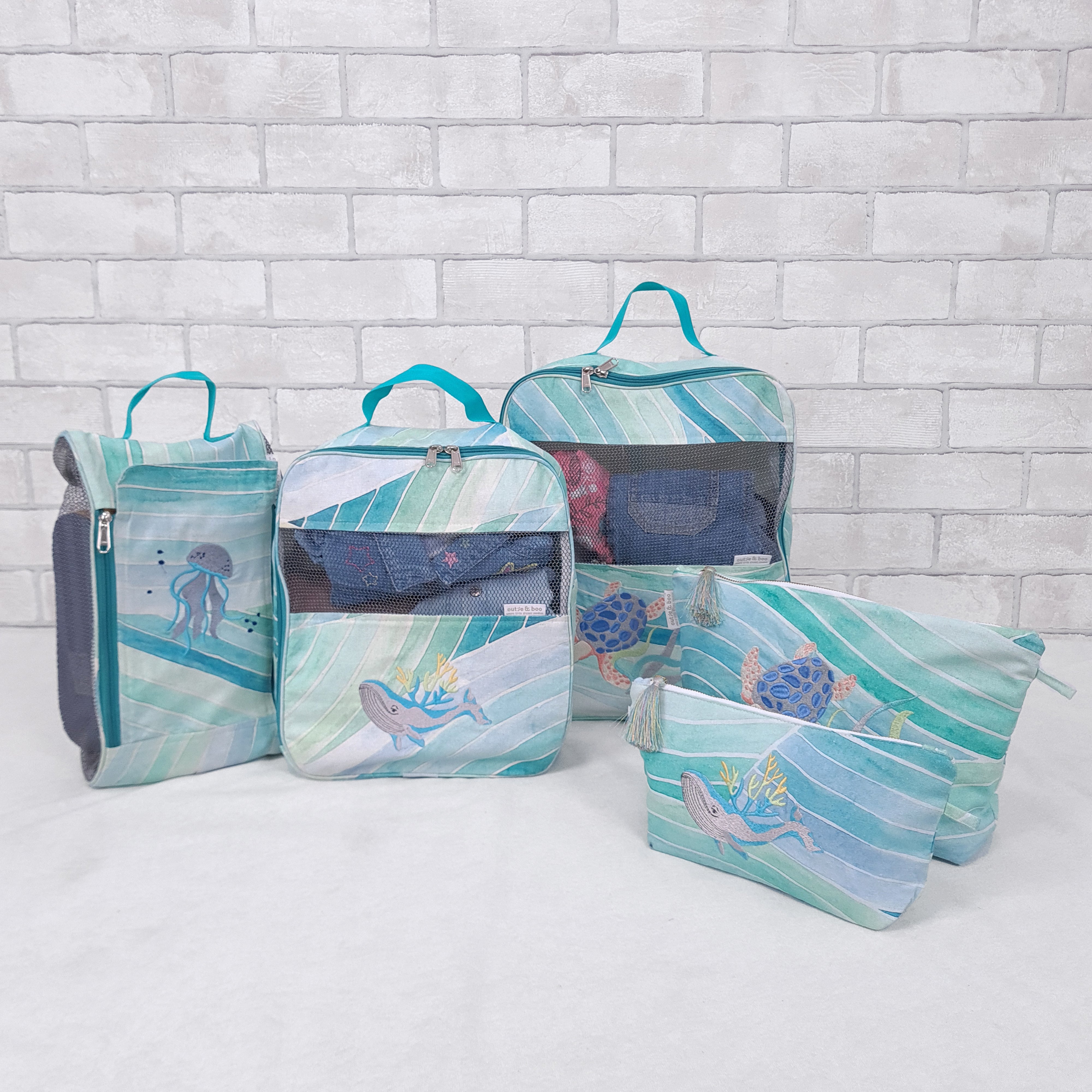 Maritime Magic Organizer Bags (Set of 5) Small Organizer Bag + Big Organizer Bag + Shoe Bag + Small Pouch + Big Pouch