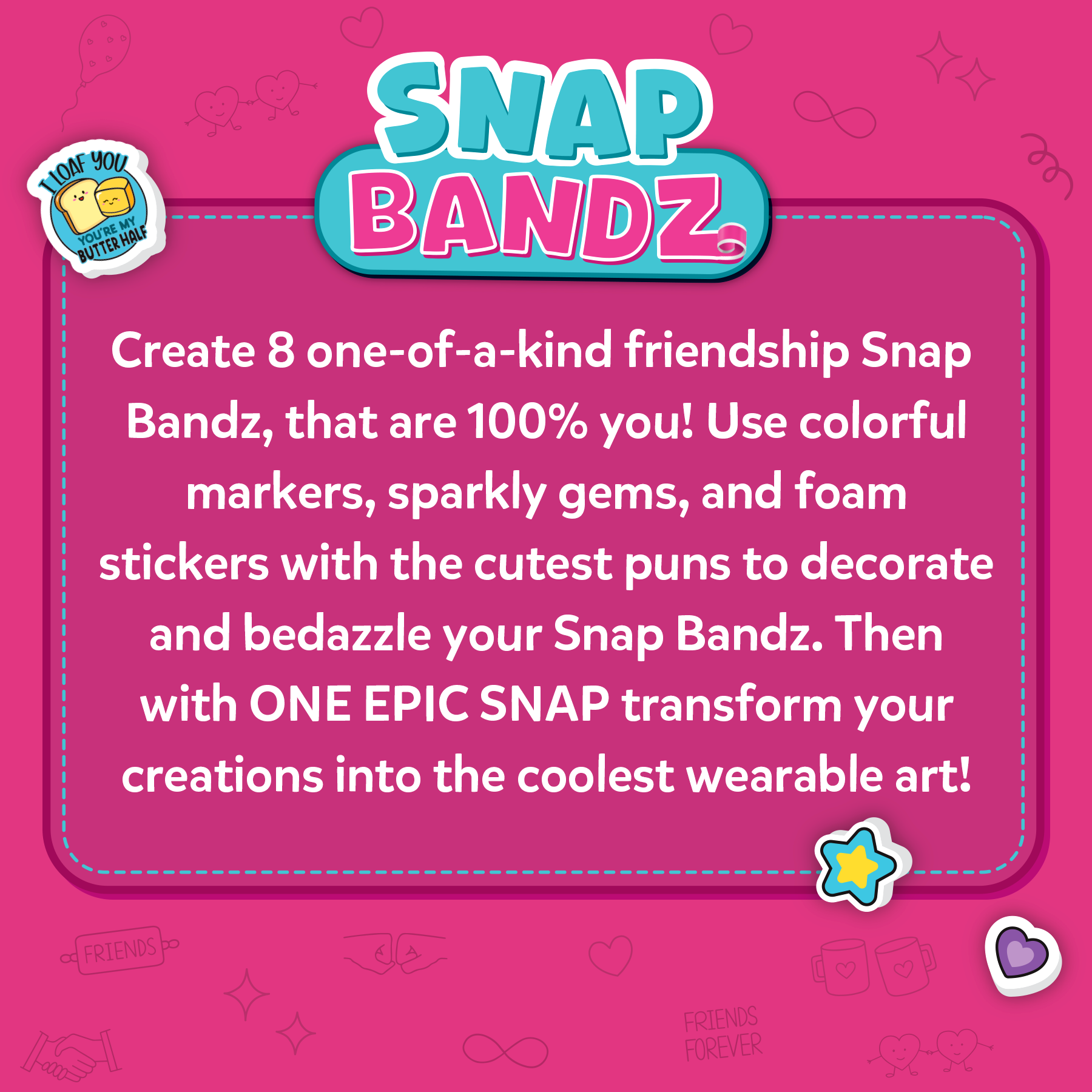 Skillmatics Craft Activity - Snap Bandz, Friendship Bands, DIY Art & Craft Activity, Mess-Free, Creative Kit, 8 Bands (8.6"), Gifts for Girls & Boys Ages 4, 5, 6, 7, 8, 9, 10