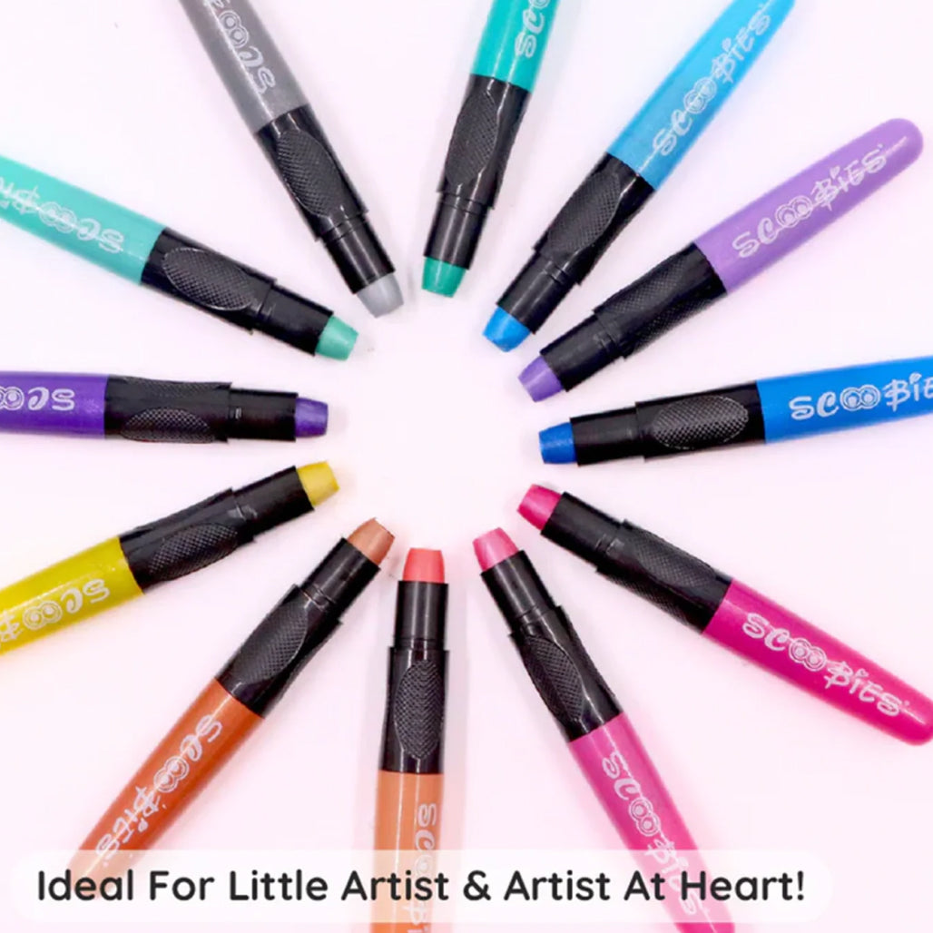 Metallic Silk Crayons | Water Soluable | 12 Flamboyant Shades | Vivid DIY Art & Craft | Safe & Skin Friendly