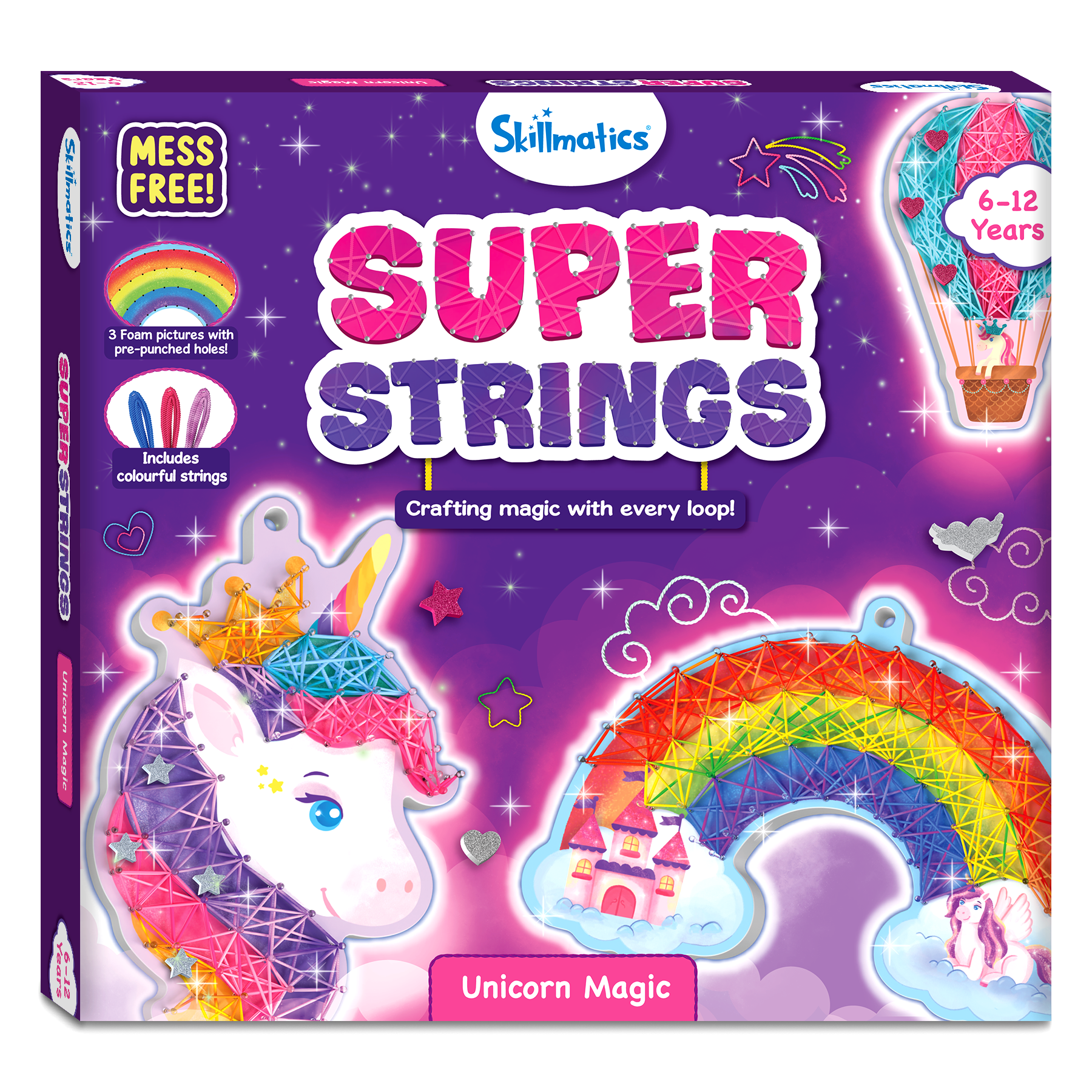 Skillmatics Art & Craft Activity - Super Strings Unicorn Magic, Mess-Free Art for Kids, Craft Kits & Supplies, DIY Creative Activity, Gifts for Girls & Boys Ages 6, 7, 8, 9, 10, 11, 12