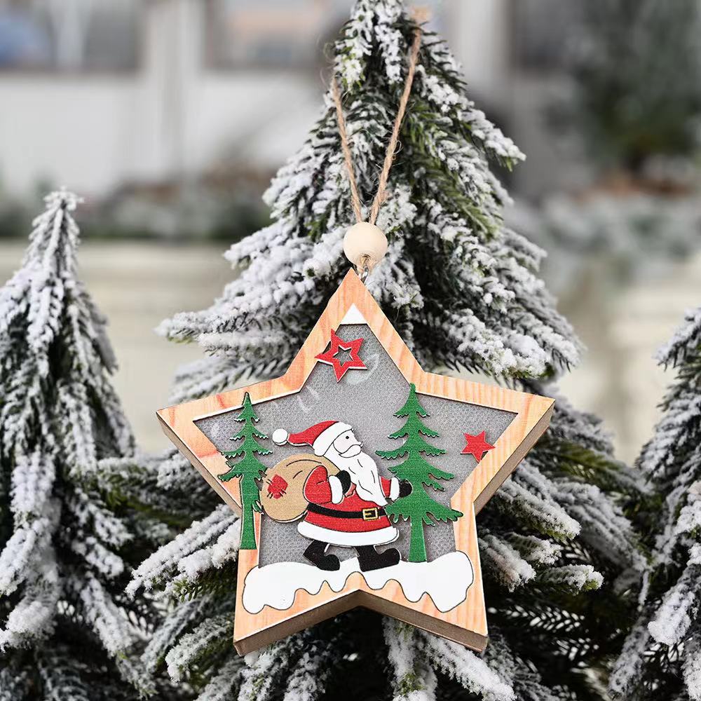 Shimmer Starry Ornament- Happy Santa