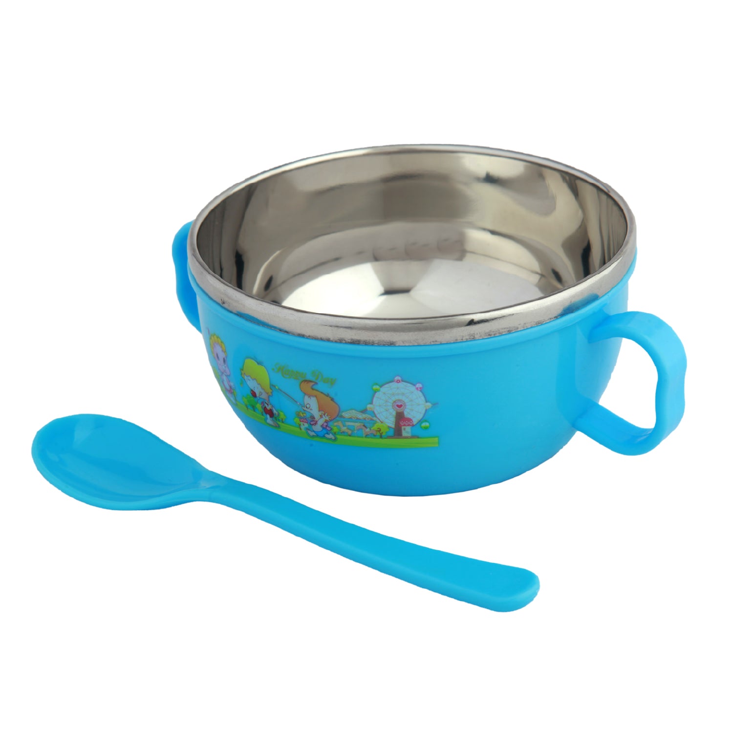 On-The-Go Blue Steel Bowl & Spoon Tiffin Set