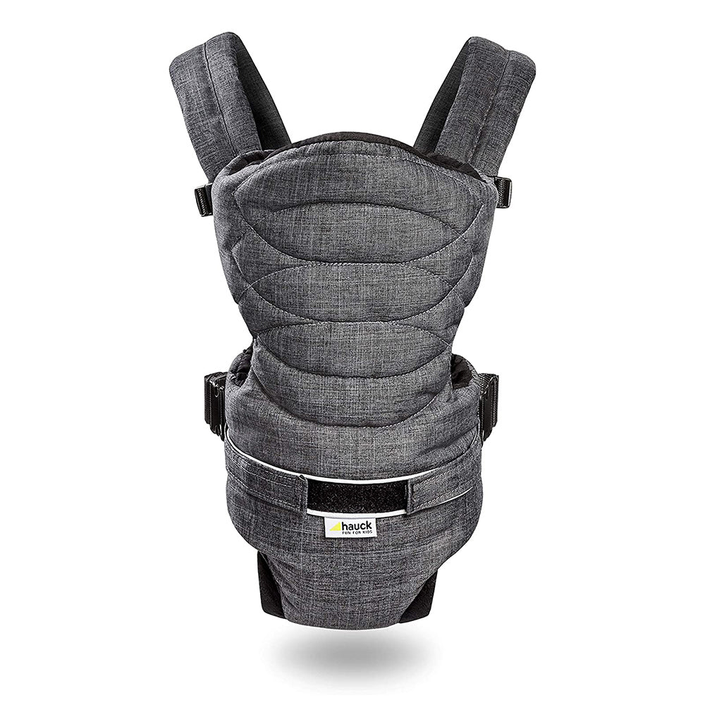 Hauck 2 Way Carrier - Baby Carrier With 4 Carry Positions, Baby Carrier For 0 To 9 Months Baby, Breathable Skin-Friendly Premium Fabric, Adjustable Newborn To Toddler Carrier, Max Weight Up To 12 Kgs (Melange Charcoal)